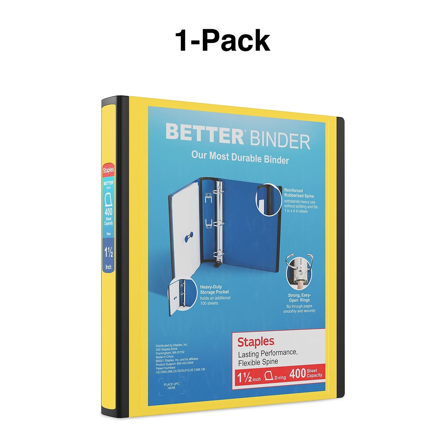 Foto 8 pulgar | Binder Staples 827605 Better D-ring, 1.5 Pulgadas, Color Amarillo - Venta Internacional.