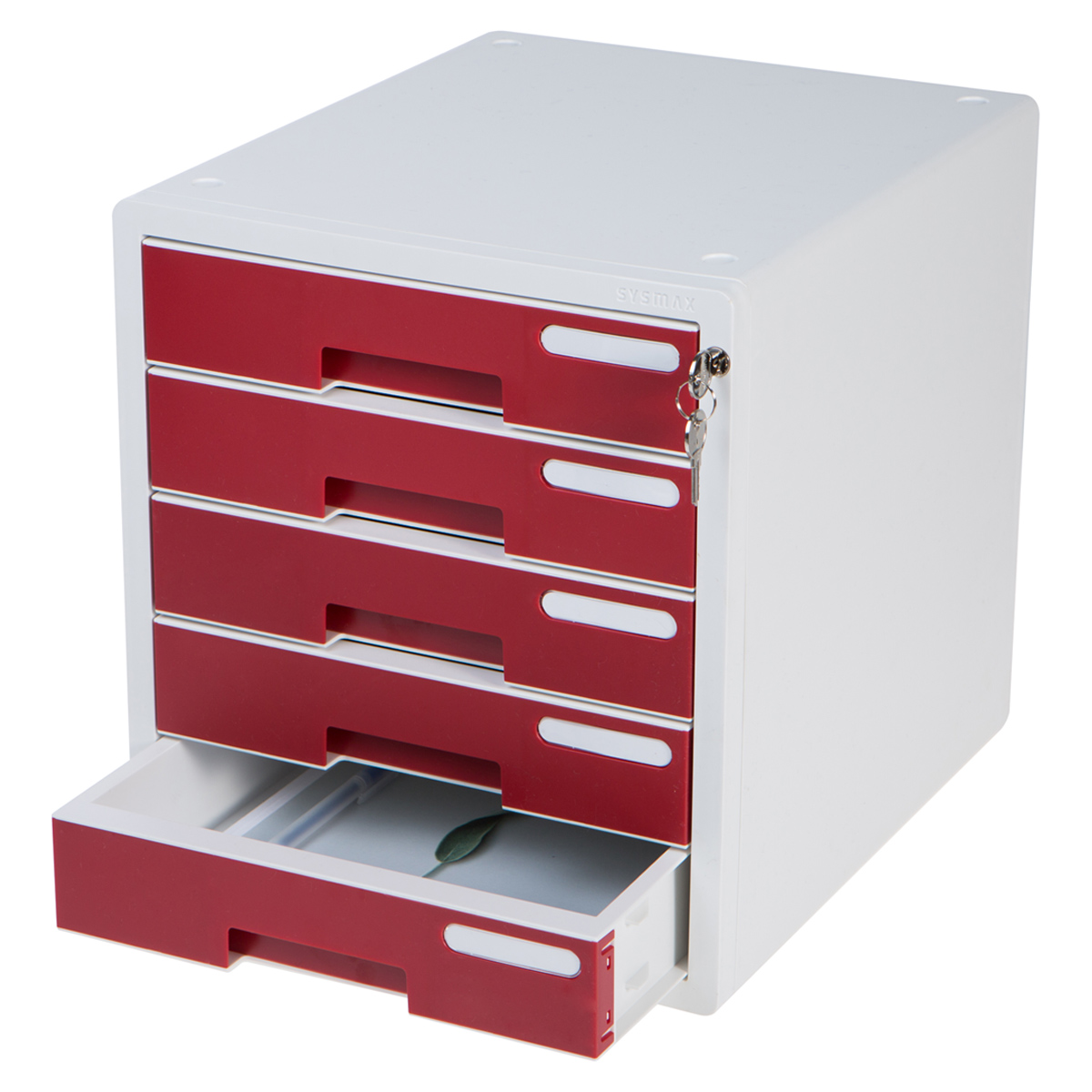 Archivero Ag Box 39111507 color Rojo para Escritorio con Cerradura con 5 Cajones