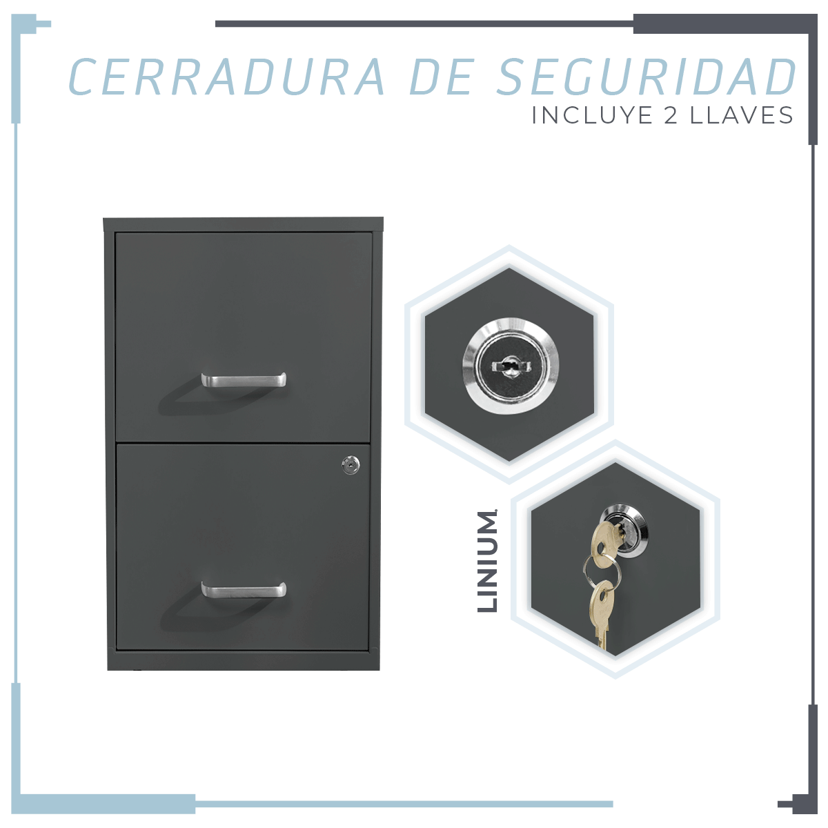 Foto 5 pulgar | Archivero Metálico Linium Gris Tamaño Carta con Llave de Seguridad 2 Piezas