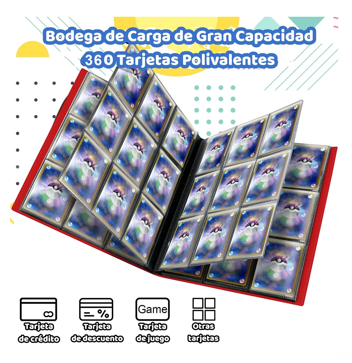 Foto 4 | Carpeta Para Cartas Coleccionables De Yu-gi-oh! (4 Bosillos) Rojo