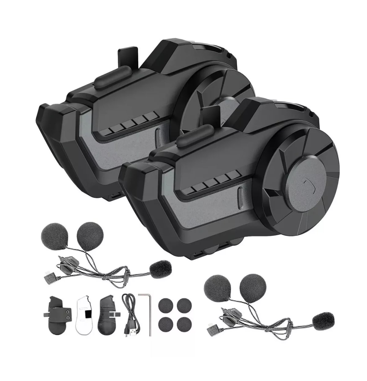 Intercomunicador Motocicleta Para Casco Bluetooth 2 Pcs Ip65 Negro $1,699