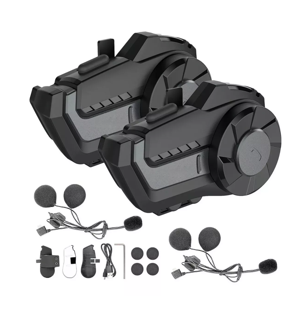 Intercomunicador Motocicleta Para Casco Bluetooth 2 Pcs Ip65 Negro