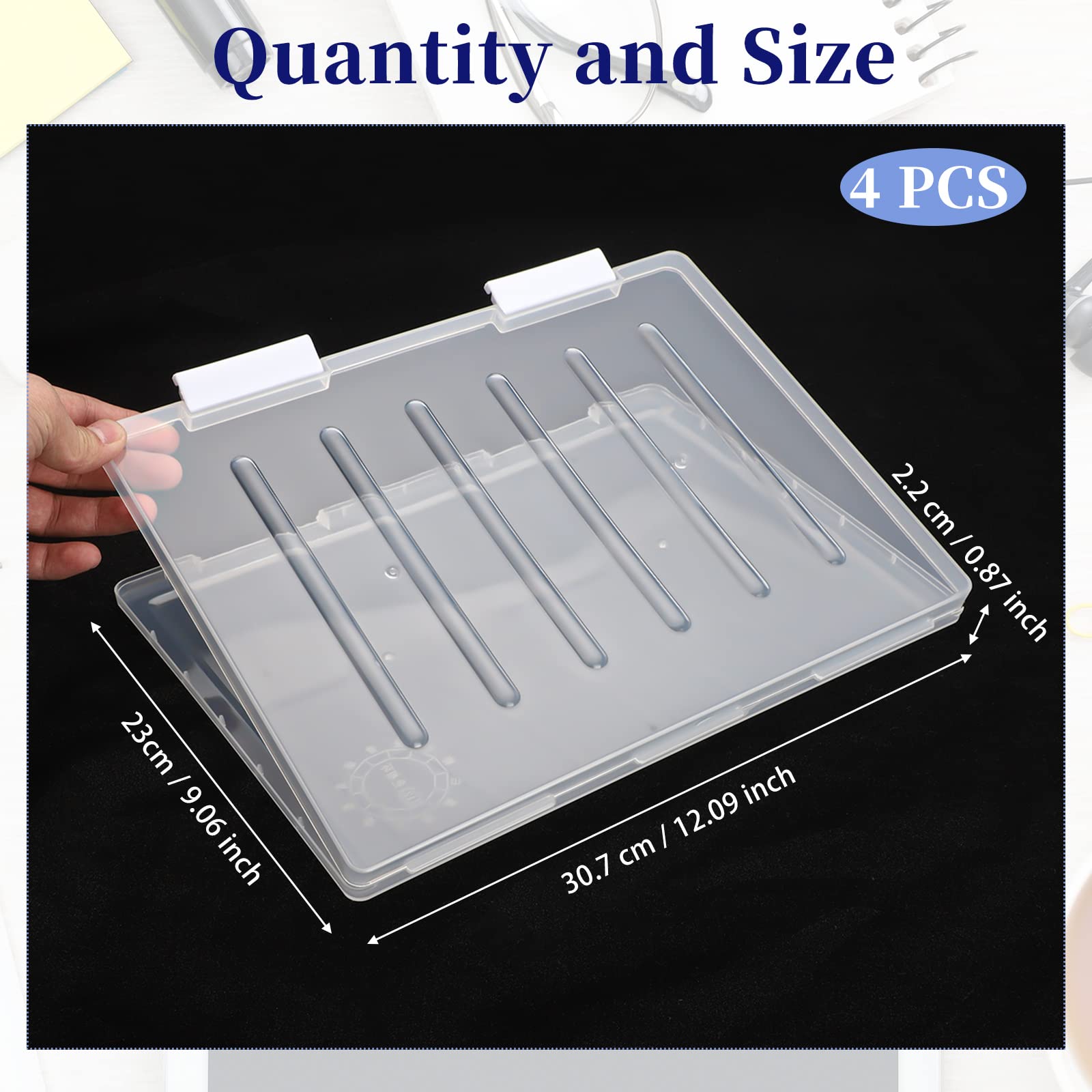 Foto 3 pulgar | Caja De Almacenamiento De Archivos Gersoniel Transparente A4 Con Hebillas X4 - Venta Internacional.