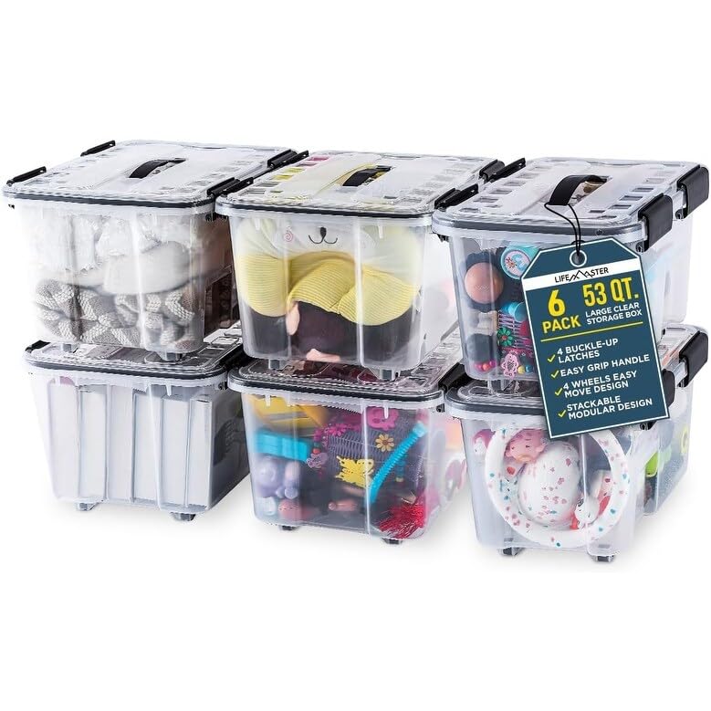 Foto 2 pulgar | Juego De Cajas De Almacenamiento Lifemaster De 12 Litros, Apilables, 6 Piezas, Transparentes - Venta Internacional.
