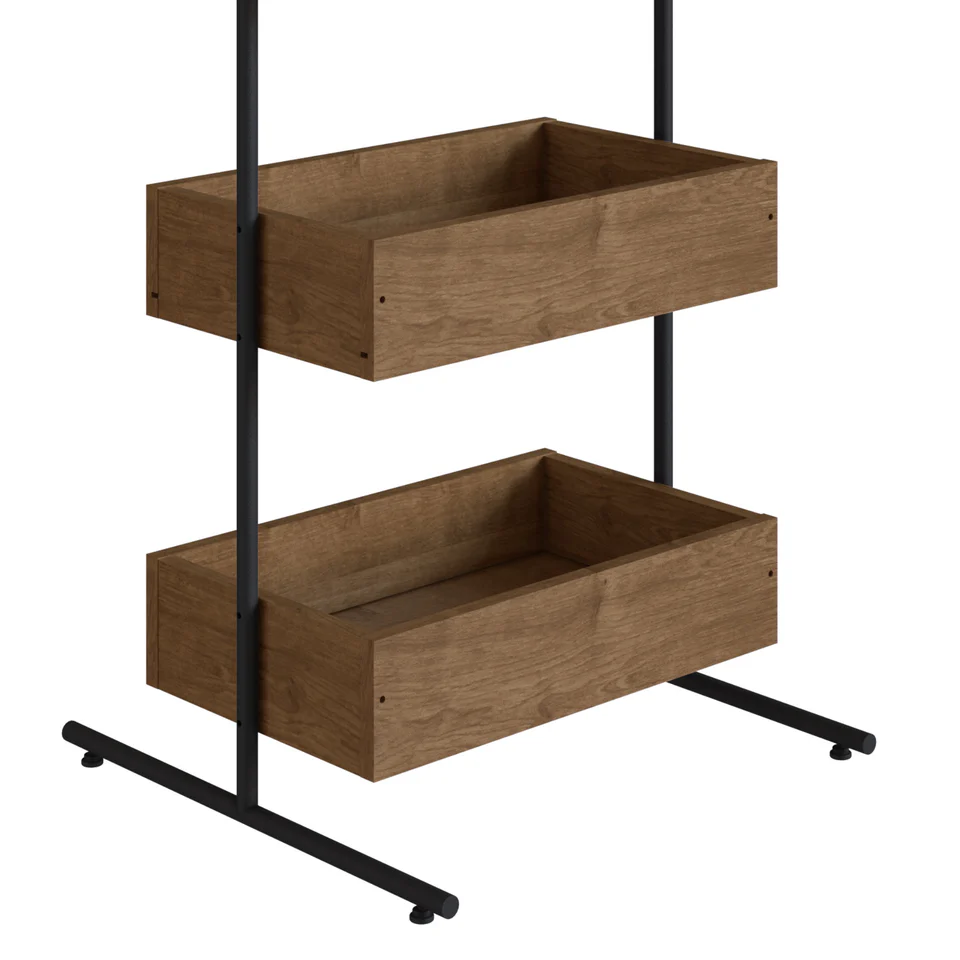 Foto 4 pulgar | Organizador Multifuncional Color Negro Y Madera Con 3 Módulos De Madera Industrial Y Estructura Metálica De Acero