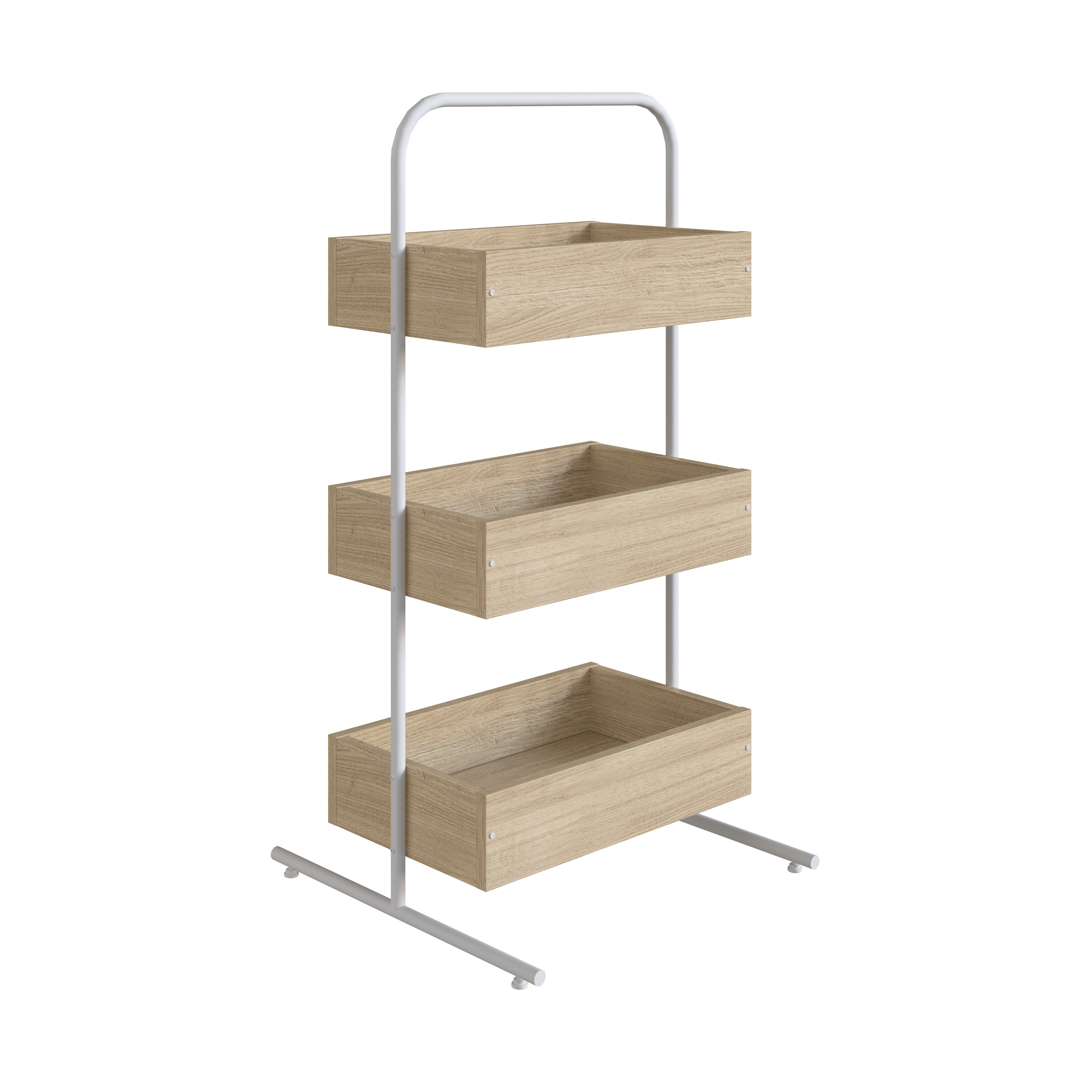 Foto 3 pulgar | Organizador Multifuncional Color Blanco Y Madera Con 3 Módulos De Madera Industrial Y Estructura Metálica De Acero