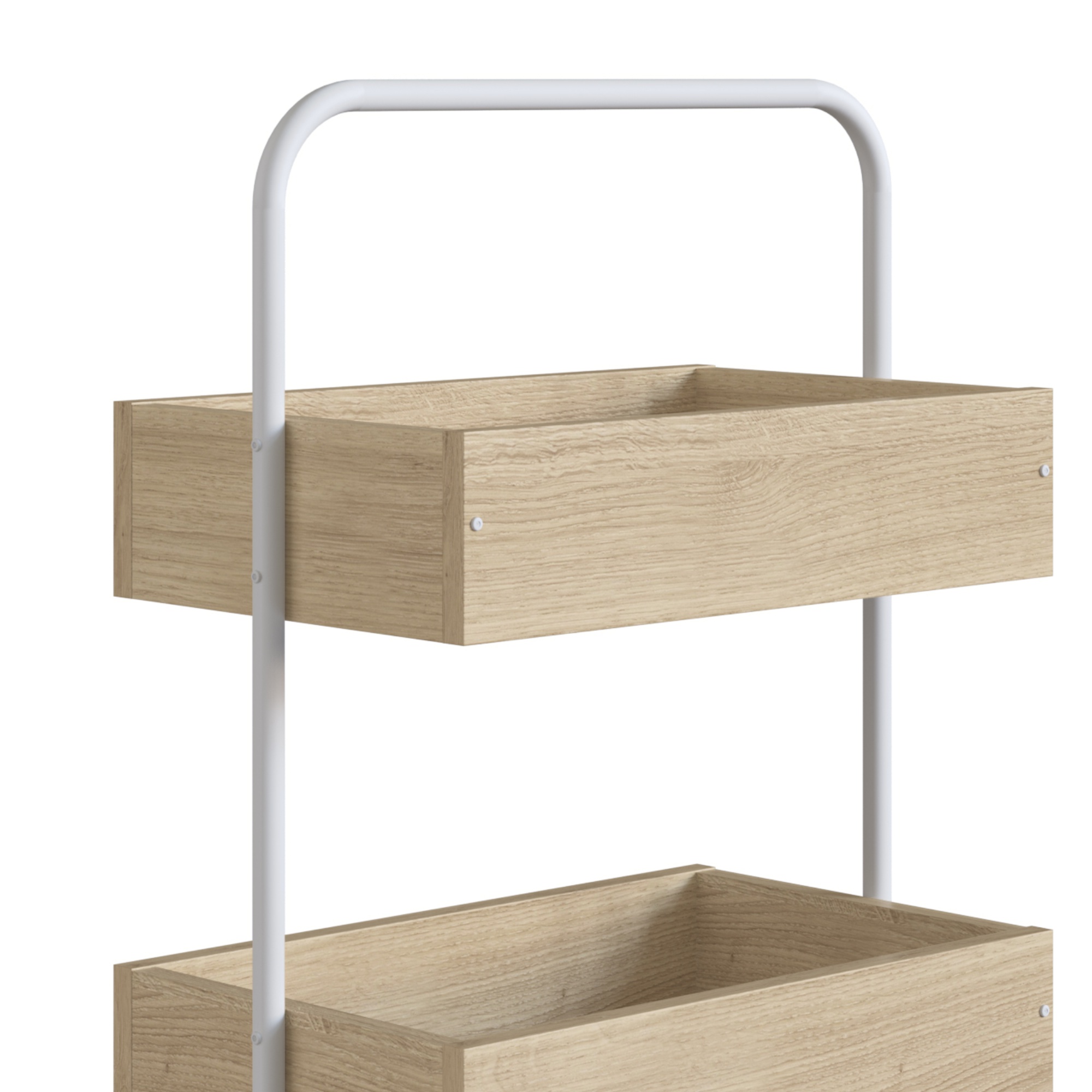 Foto 4 pulgar | Organizador Multifuncional Color Blanco Y Madera Con 3 Módulos De Madera Industrial Y Estructura Metálica De Acero