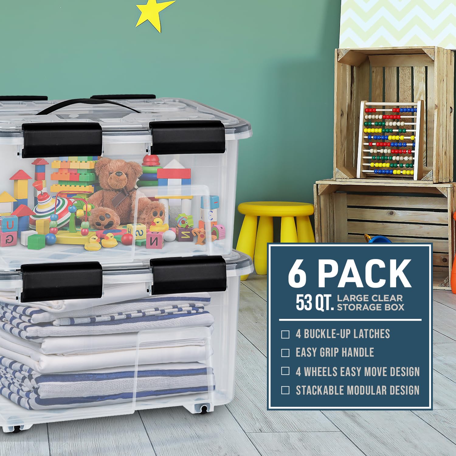Foto 4 | Cajas De Almacenamiento Lifemaste 53 L Apilables 6 Piezas Transparentes - Venta Internacional