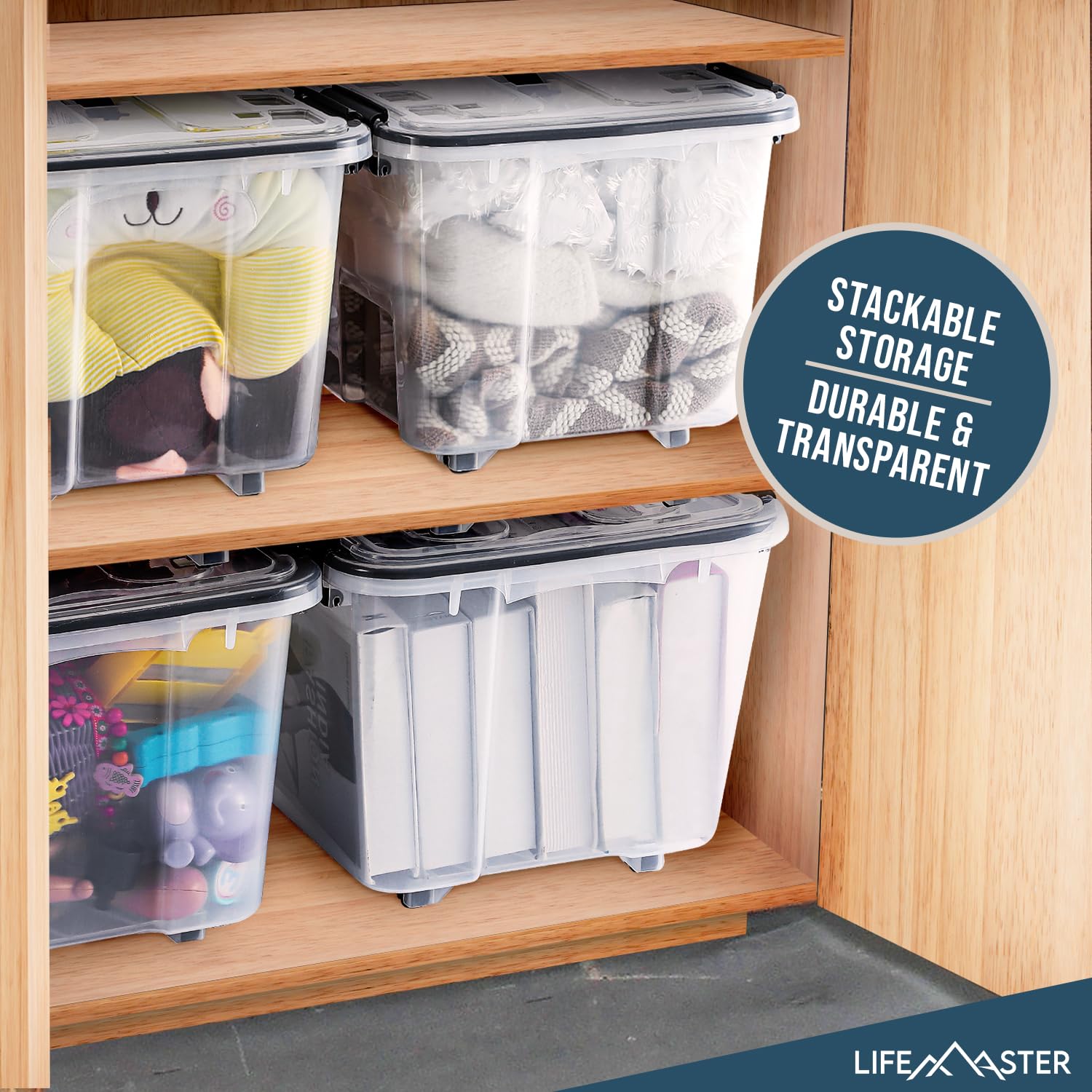 Foto 4 | Cajas De Almacenamiento Lifemaster 32l 6 Piezas Apilables Transparentes - Venta Internacional