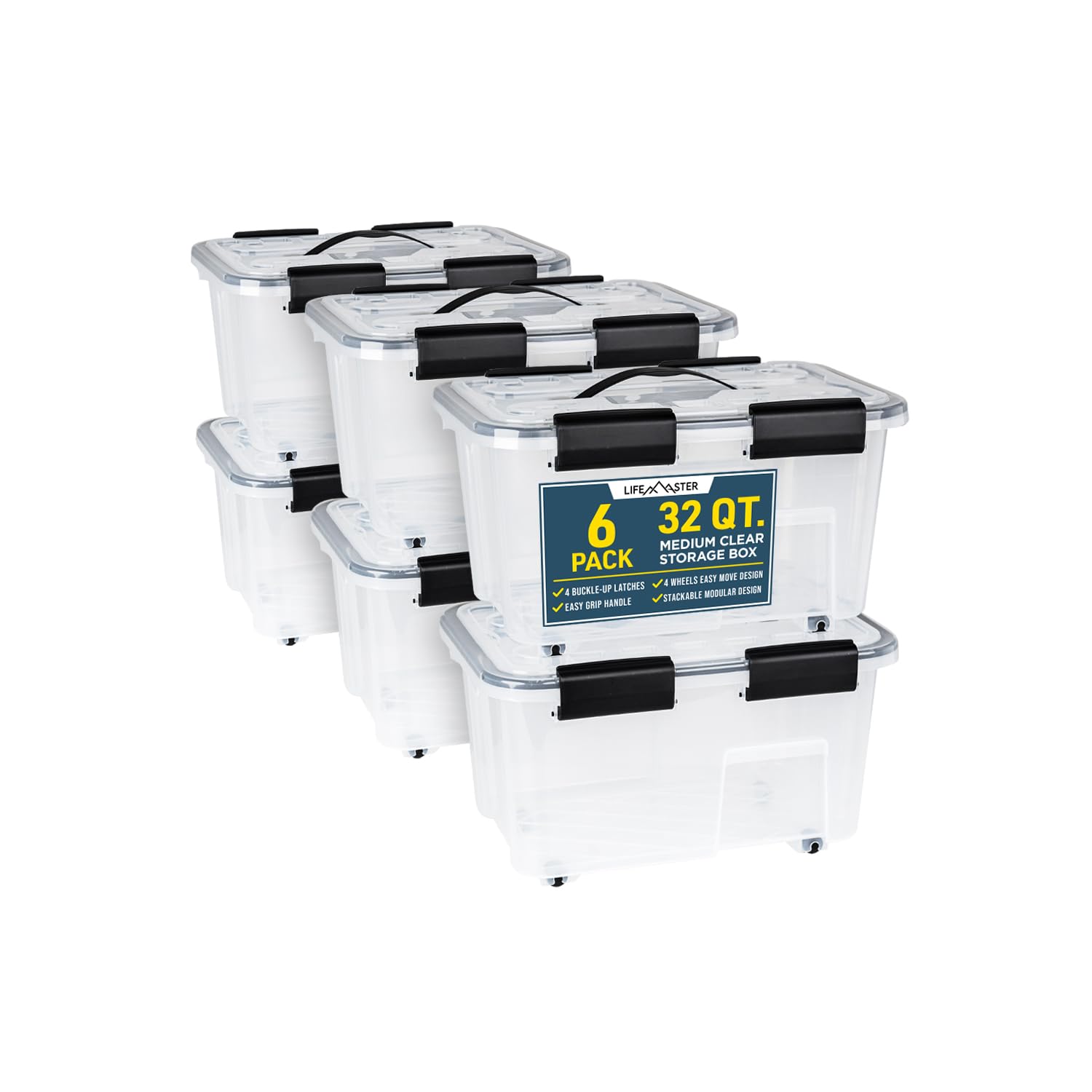 Foto 8 pulgar | Cajas De Almacenamiento Lifemaster 32l 6 Piezas Apilables Transparentes - Venta Internacional