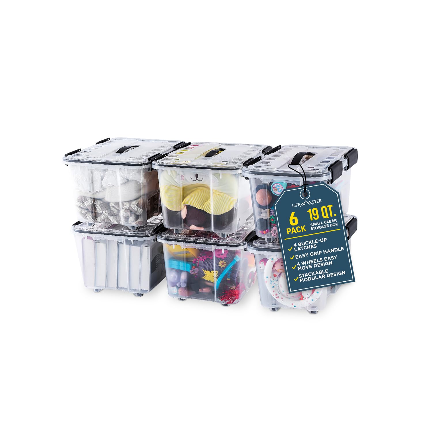 Foto 2 pulgar | Cajas de Almacenamiento Apilables Lifemaster 19 Litros 6 Piezas - Venta Internacional