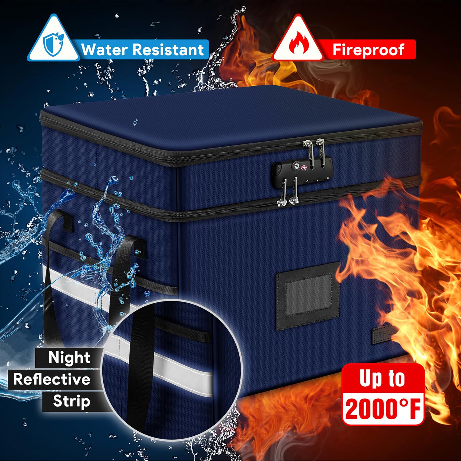 Foto 4 pulgar | Caja Ignífuga Etronik De 2 Capas Con Candado Azul 39x35x31 - Venta Internacional.