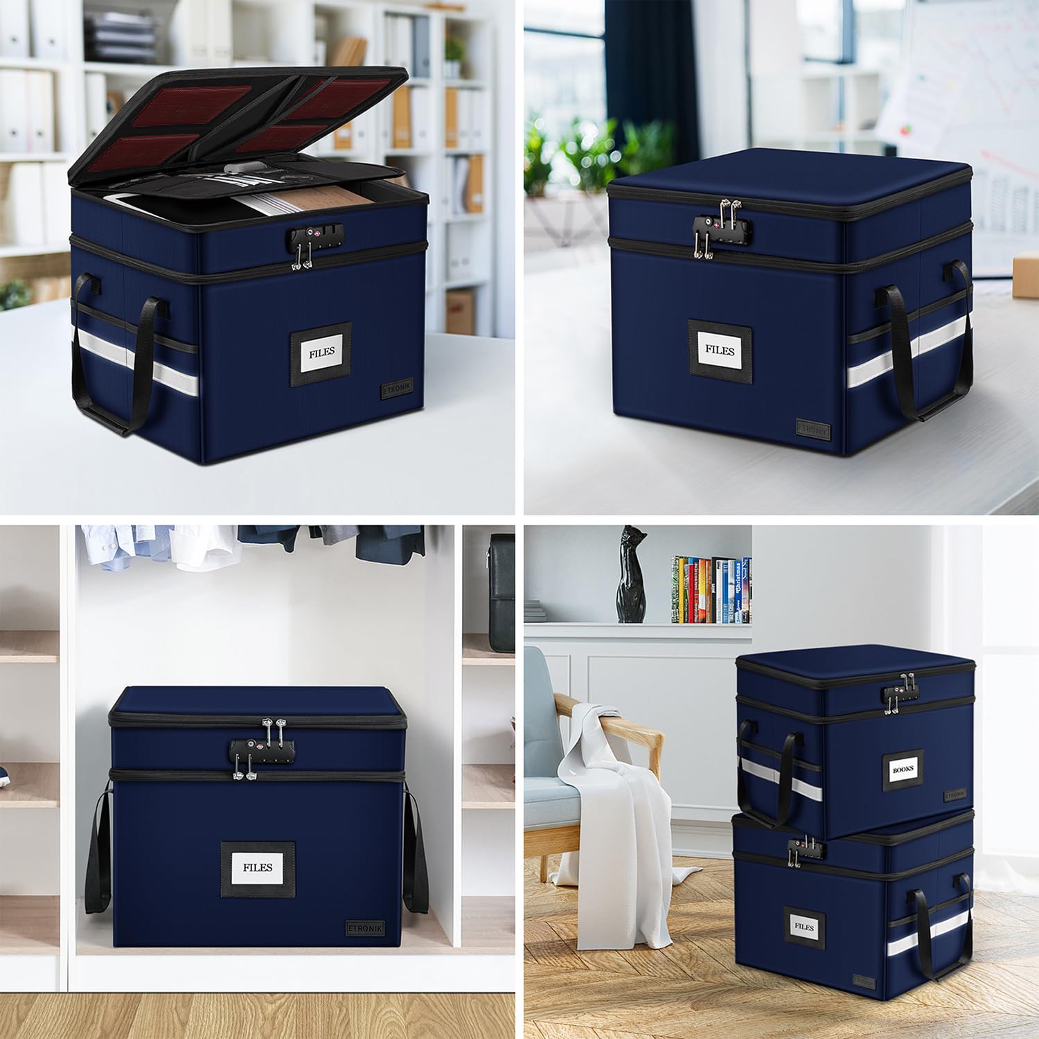 Foto 7 | Caja Ignífuga Etronik De 2 Capas Con Candado Azul 39x35x31 - Venta Internacional.