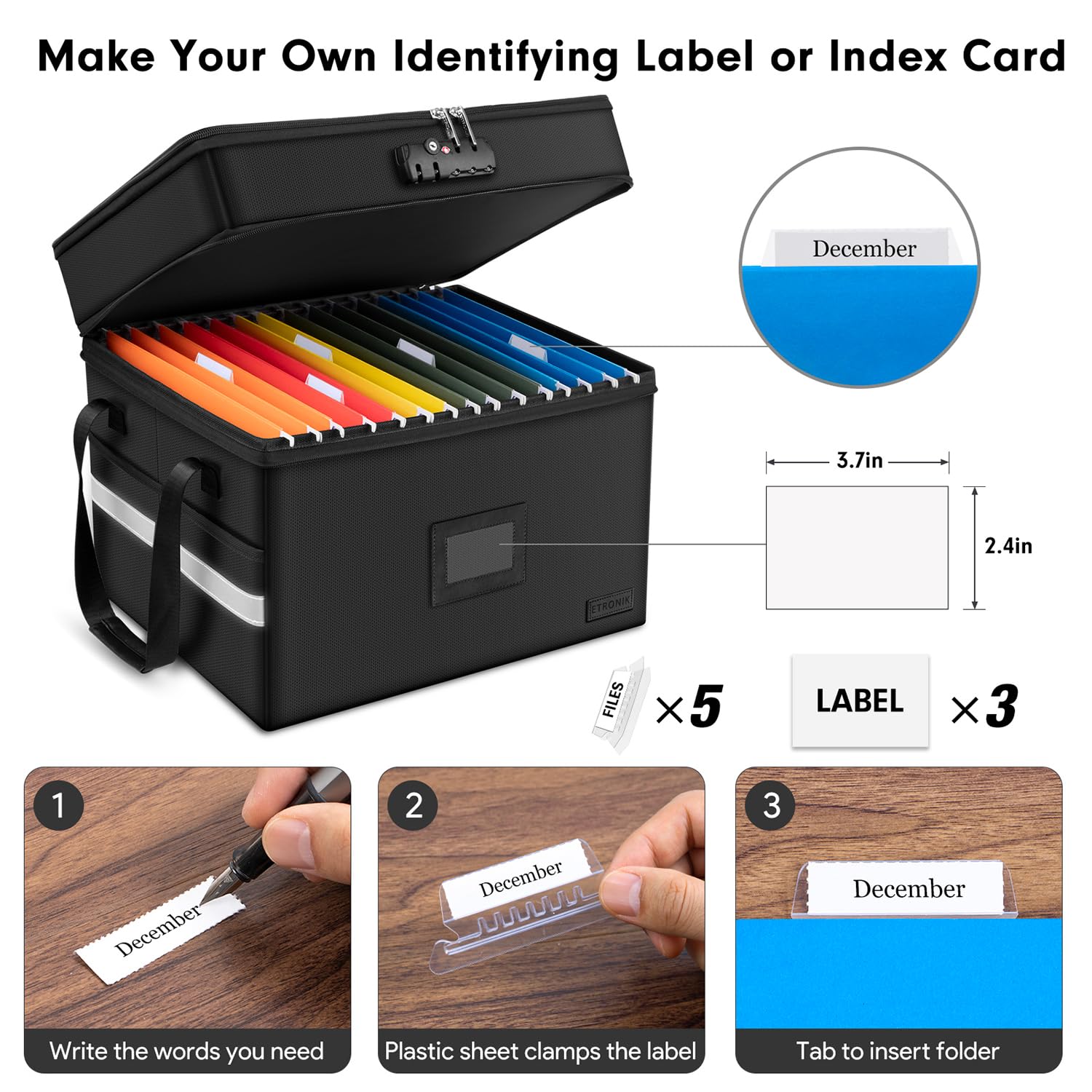 Foto 5 | Caja De Documentos Ignífuga Etronik De 2 Capas Con Candado De 16,5 X 13,4 X 12,9 Pulgadas - Venta Internacional.