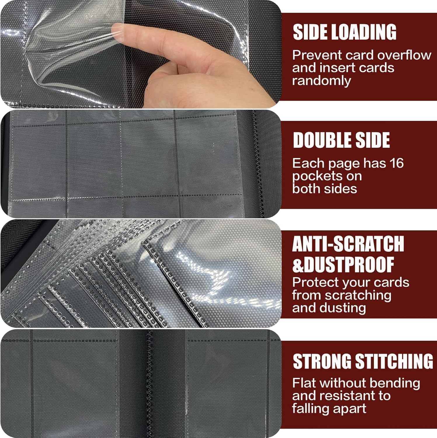 Foto 5 pulgar | Carpeta De Tarjetas Coleccionables Con 16 Bolsillos Y Más De 1000 Bolsillos Para Tcg, Color Negro - Venta Internacional