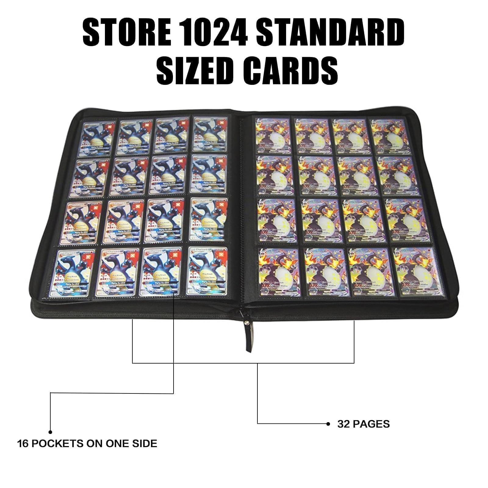 Foto 8 pulgar | Carpeta De Tarjetas Coleccionables Con 16 Bolsillos Y Más De 1000 Bolsillos Para Tcg, Color Negro - Venta Internacional