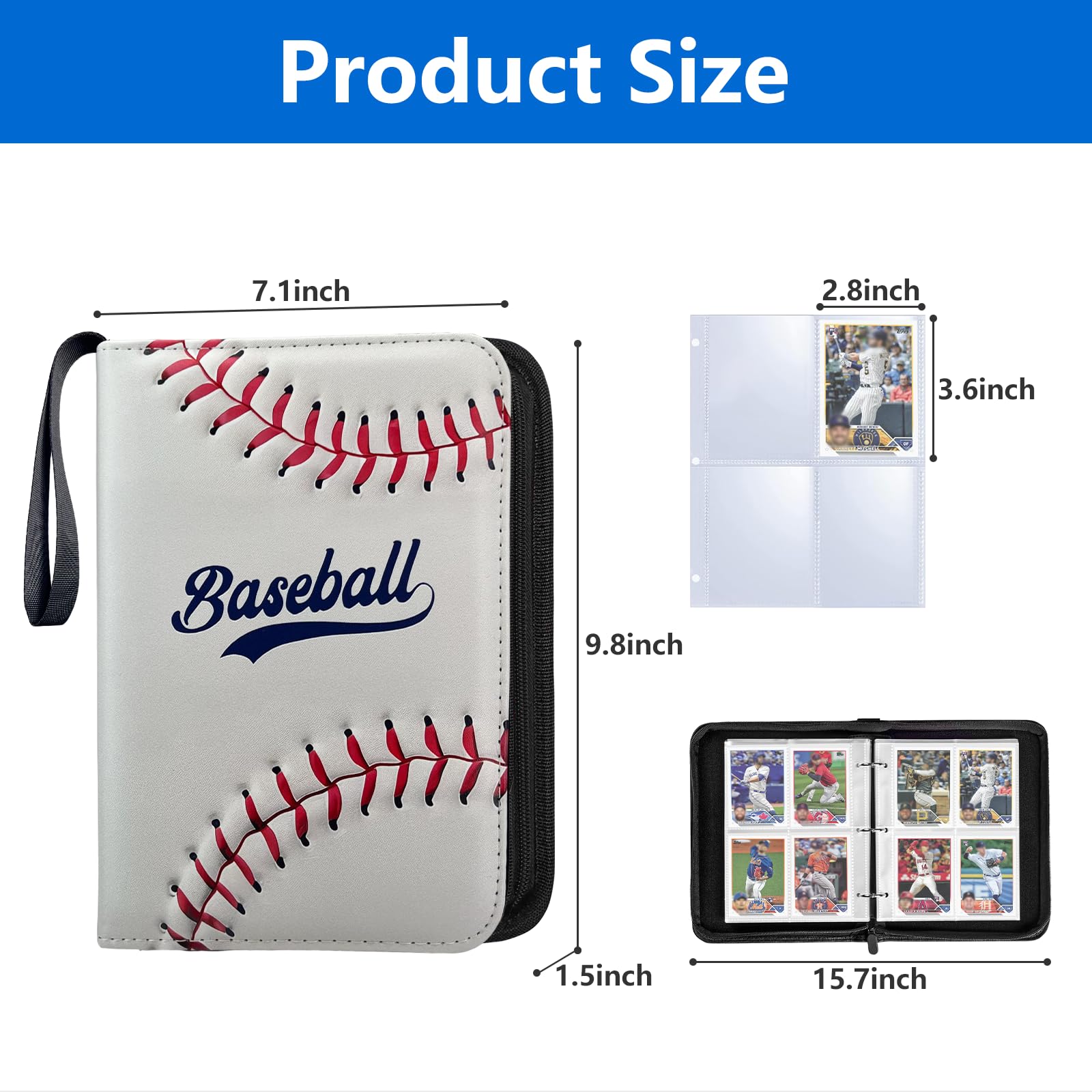 Foto 4 | Carpeta De Béisbol Con 4 Bolsillos, 400 Tarjetas, Impermeable - Venta Internacional.