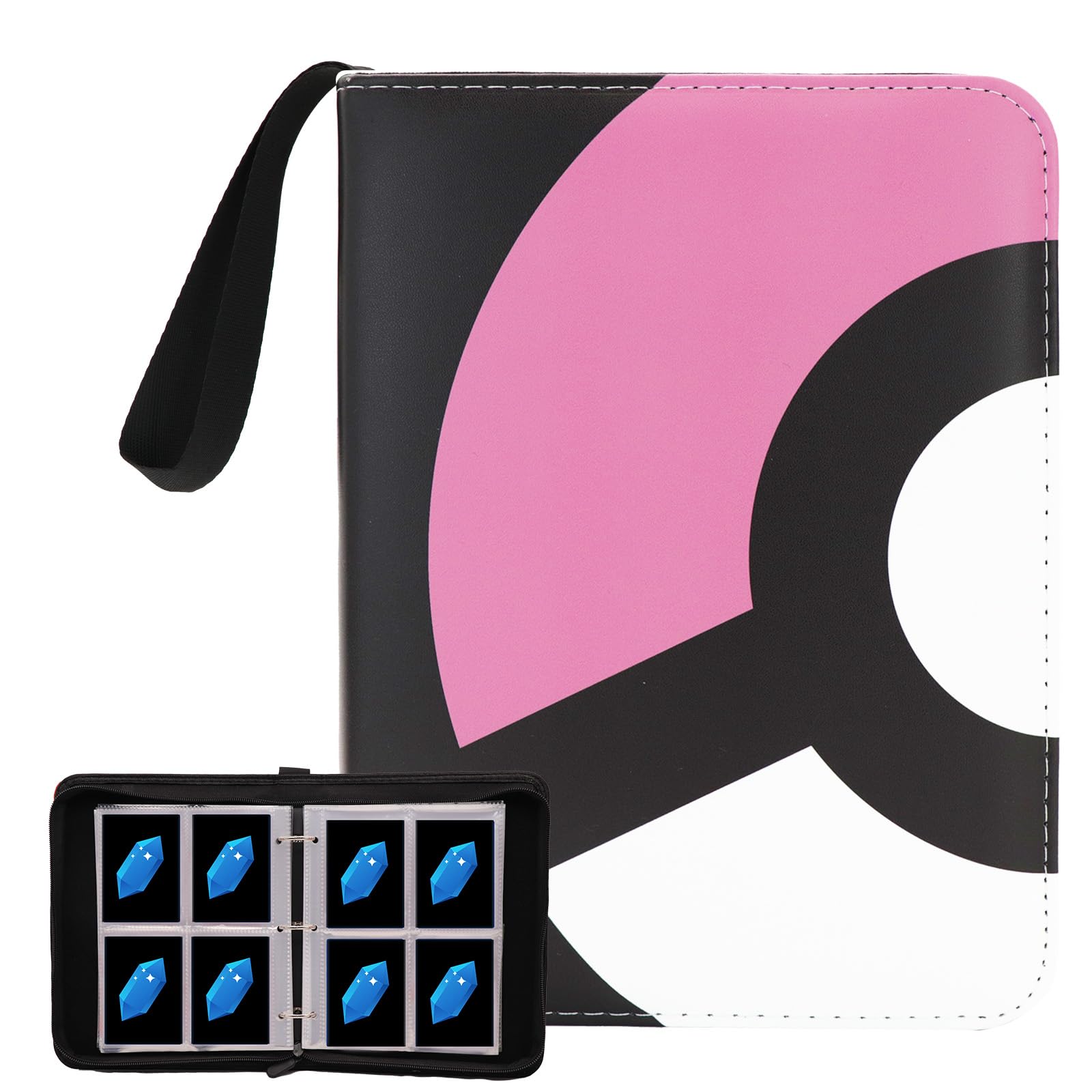 Carpeta De 4 Bolsillos Con Diseño Moderno Para 400 Tarjetas, Color Rosa - Venta Internacional.