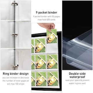 Foto 4 | Carpeta De 9 Compartimentos Para Hasta 900 Tarjetas, Impermeable, Azul - Venta Internacional.