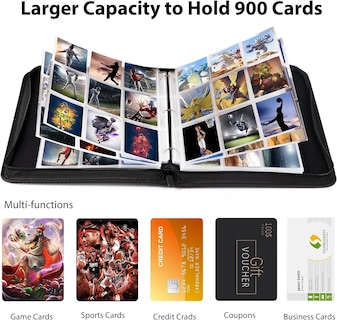Foto 6 | Carpeta De 9 Compartimentos Para Hasta 900 Tarjetas Tcg Trading Mtg Black - Venta Internacional.