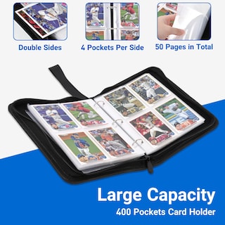 Foto 2 | Carpeta De Béisbol Con 4 Bolsillos, 400 Tarjetas, Impermeable - Venta Internacional.