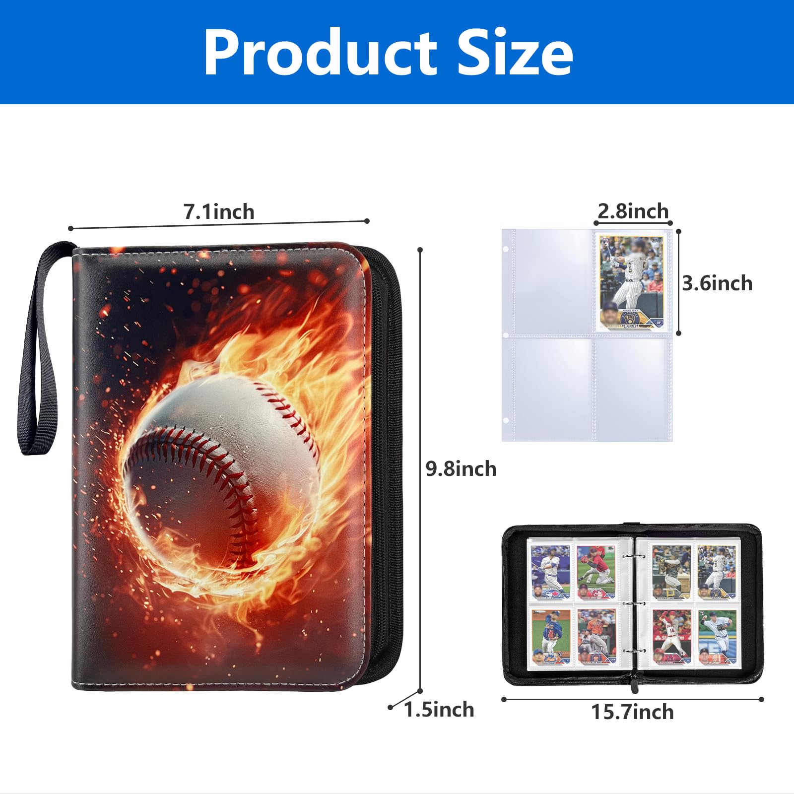 Foto 5 pulgar | Carpeta De Béisbol Con 4 Bolsillos, 400 Tarjetas, Impermeable - Venta Internacional.