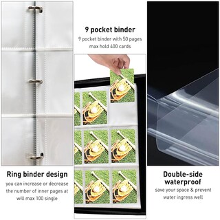 Foto 4 | Carpeta De 9 Compartimentos Para Hasta 900 Tarjetas, Impermeable, Azul - Venta Internacional.