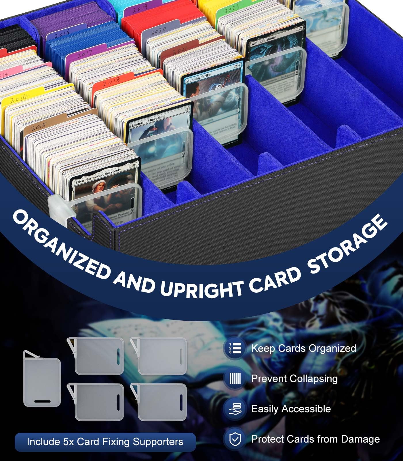 Foto 5 pulgar | Caja De Almacenamiento De Tarjetas Coleccionables Moko 3800+ Mtg Con Separadores, Negro Y Azul - Venta Internacional.