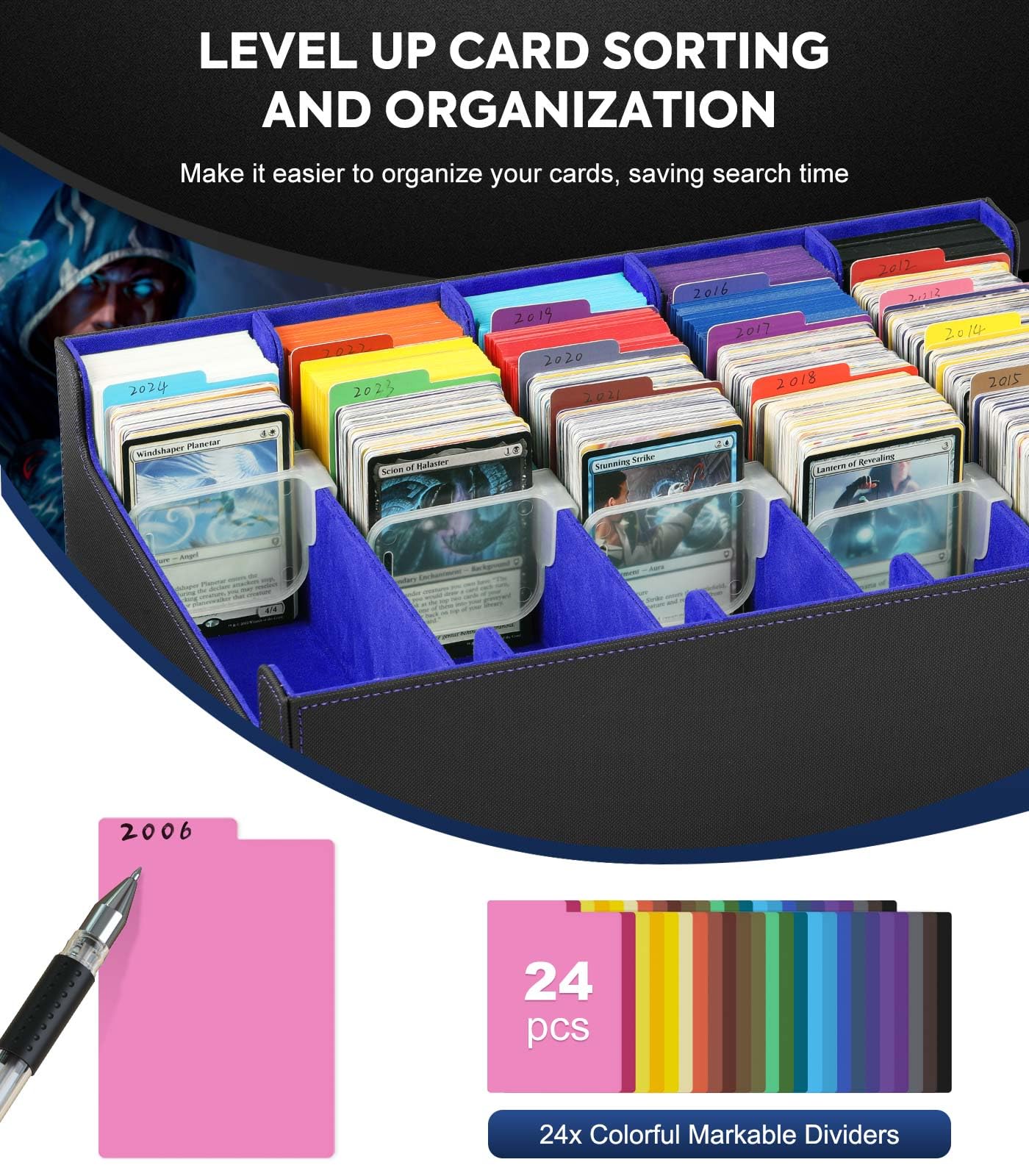 Foto 6 pulgar | Caja De Almacenamiento De Tarjetas Coleccionables Moko 3800+ Mtg Con Separadores, Negro Y Azul - Venta Internacional.