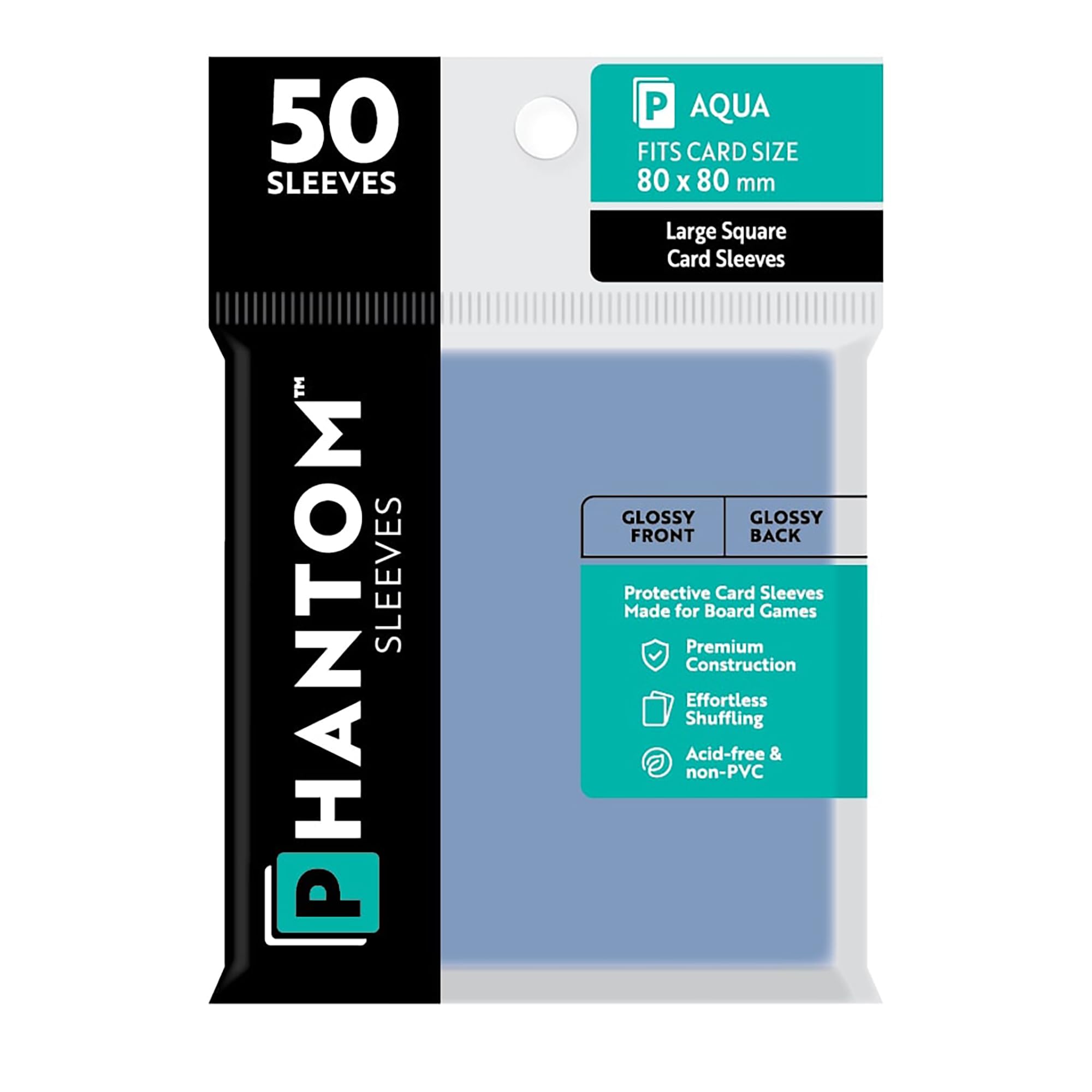 Fundas para Cartas Capstone Games Phantom Aqua 80x80 Mm 50 Unidades - Venta Internacional