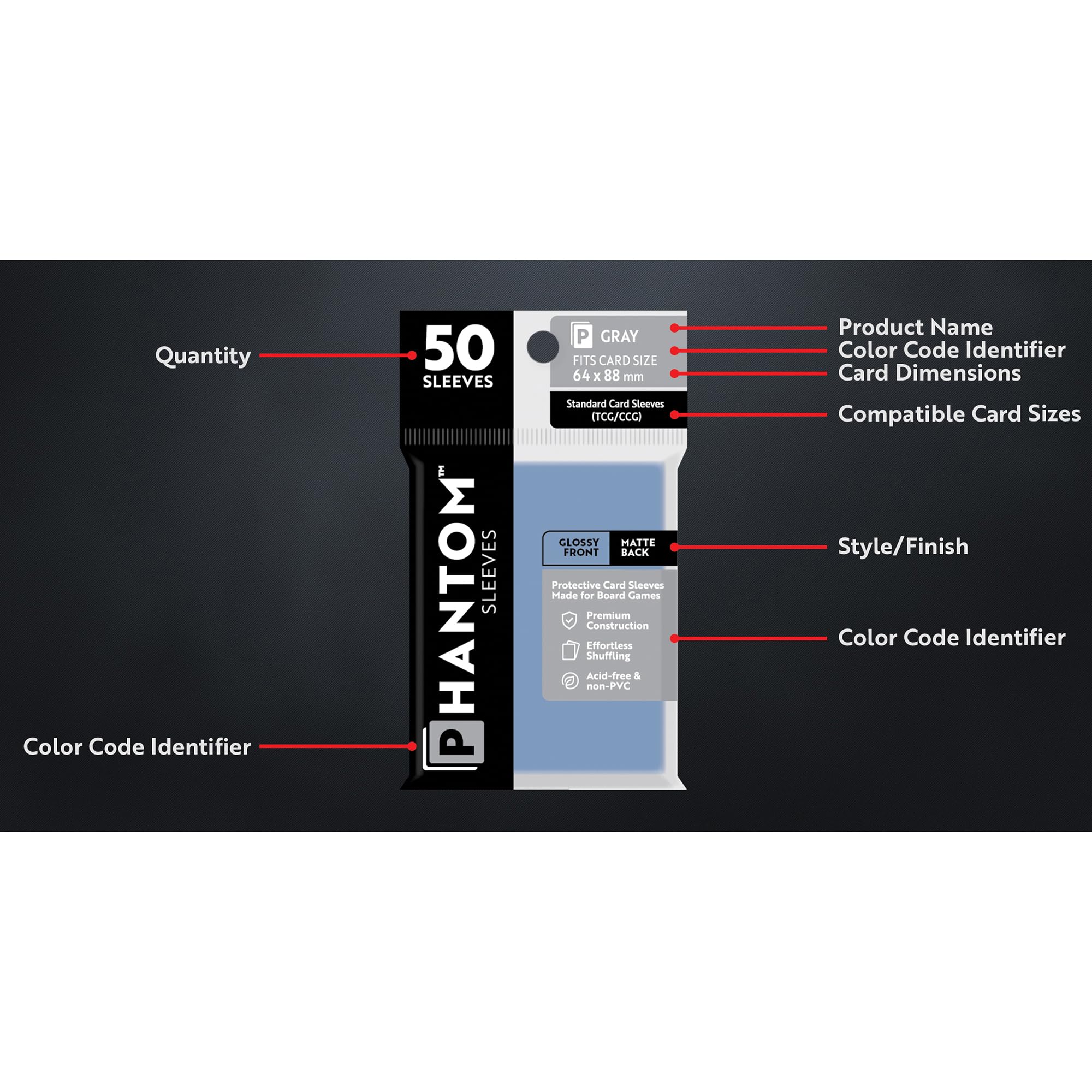 Foto 2 | Fundas para Cartas Capstone Games Phantom Aqua 80x80 Mm 50 Unidades - Venta Internacional
