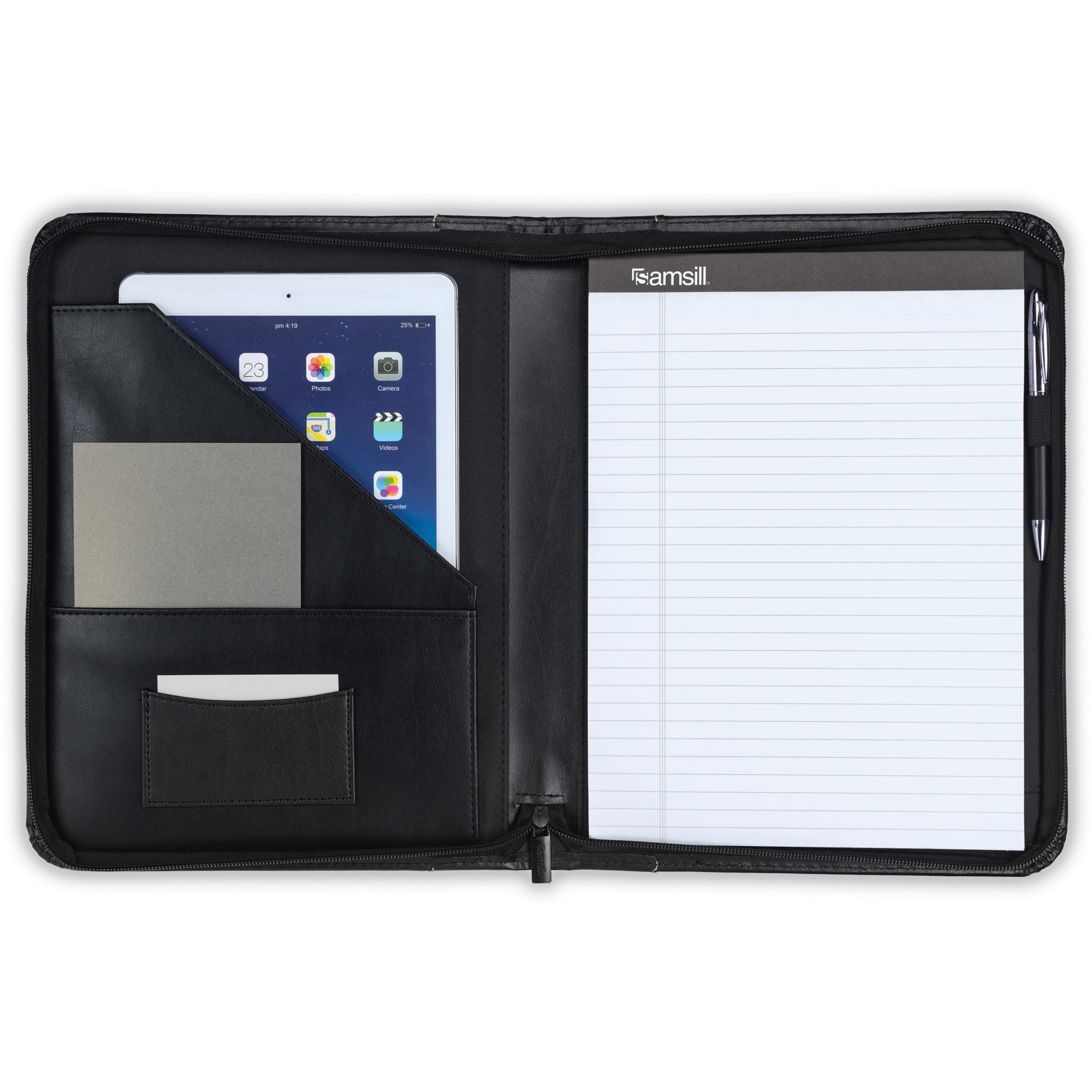 Foto 4 pulgar | Carpeta Portafolio Samsill, Piel Con Puntadas En Contraste, Color Negro - Venta Internacional.