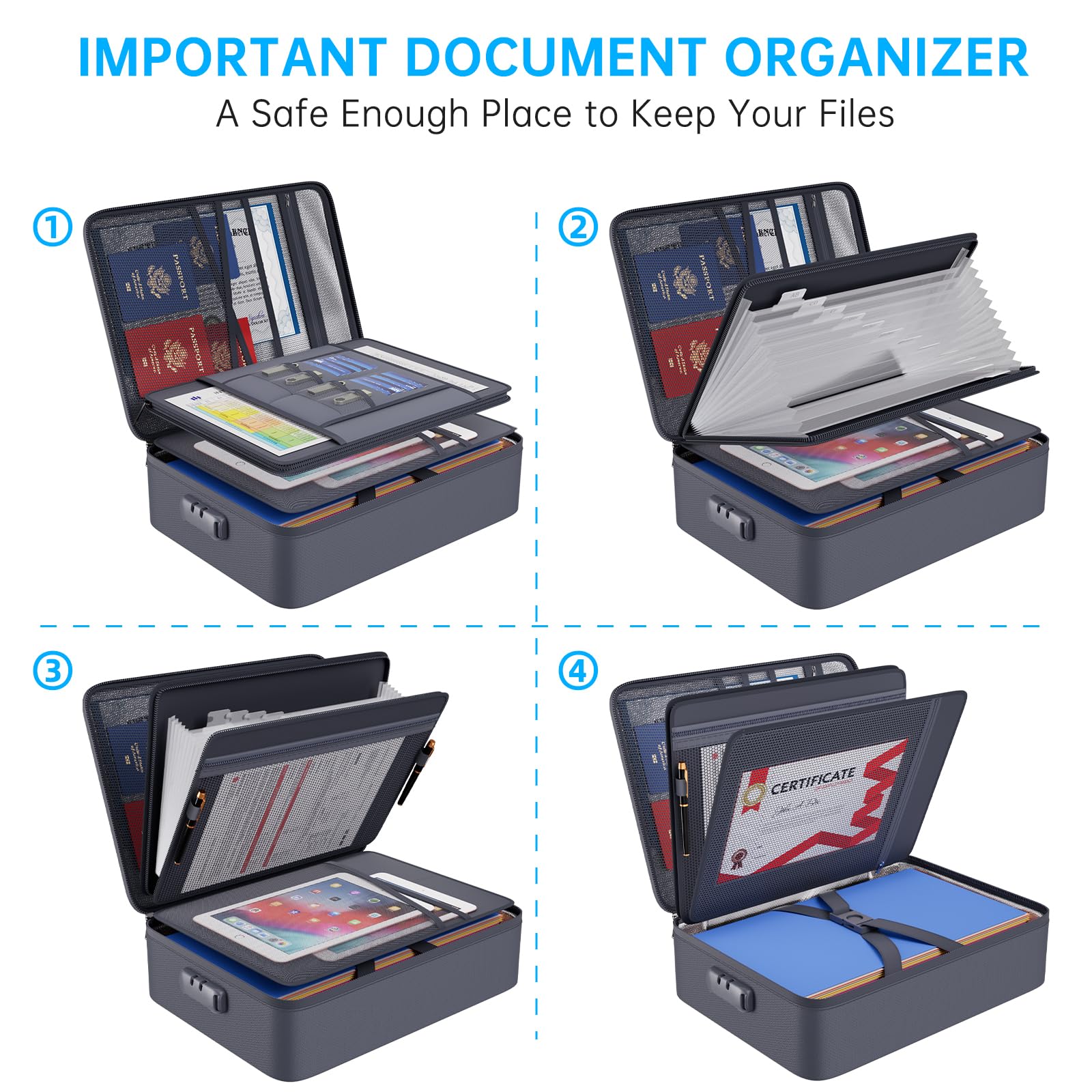 Foto 5 pulgar | Bolsa Organizadora De Archivos Ignífuga Engpow 5200 °f Con 13 Bolsillos - Venta Internacional.