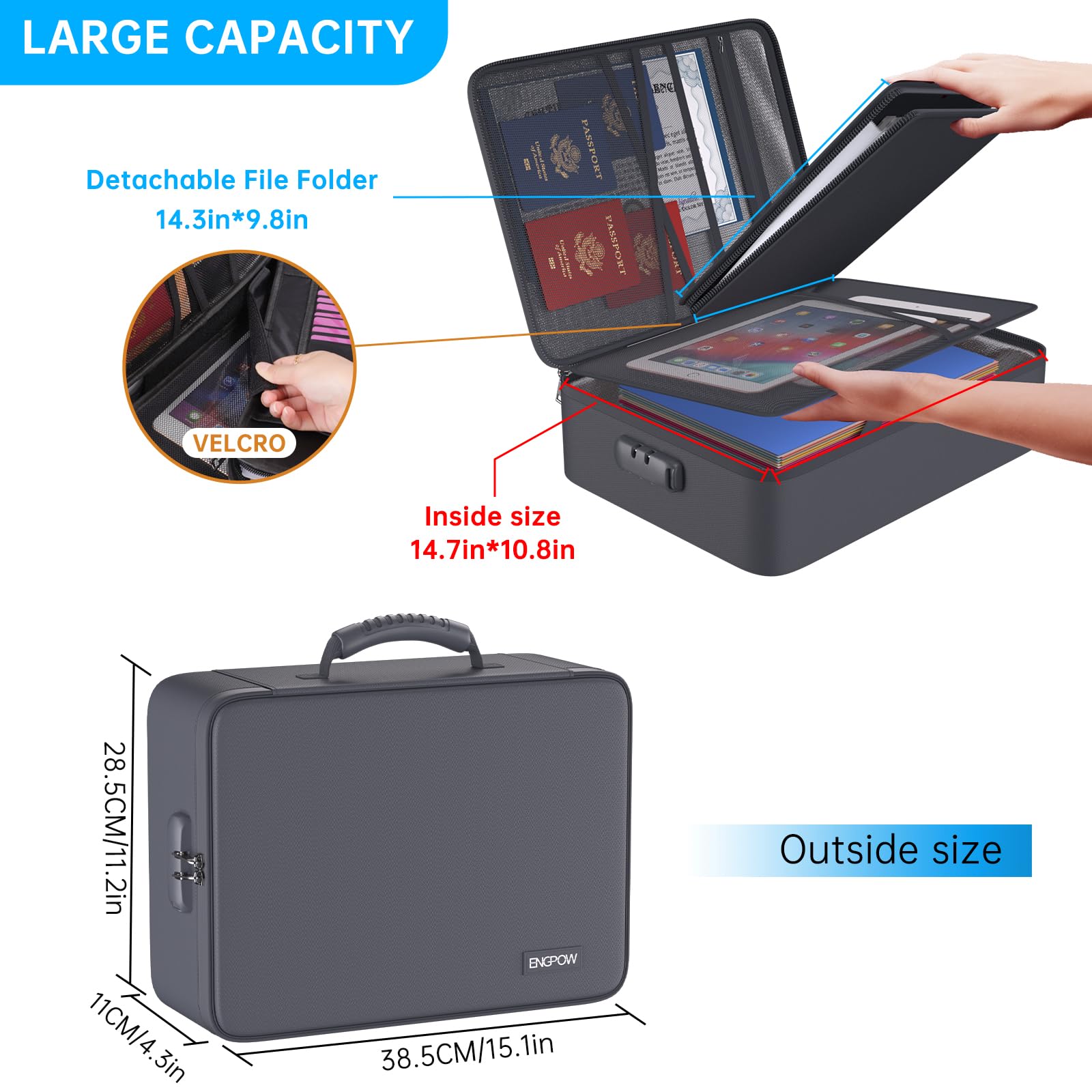 Foto 6 pulgar | Bolsa Organizadora De Archivos Ignífuga Engpow 5200 °f Con 13 Bolsillos - Venta Internacional.