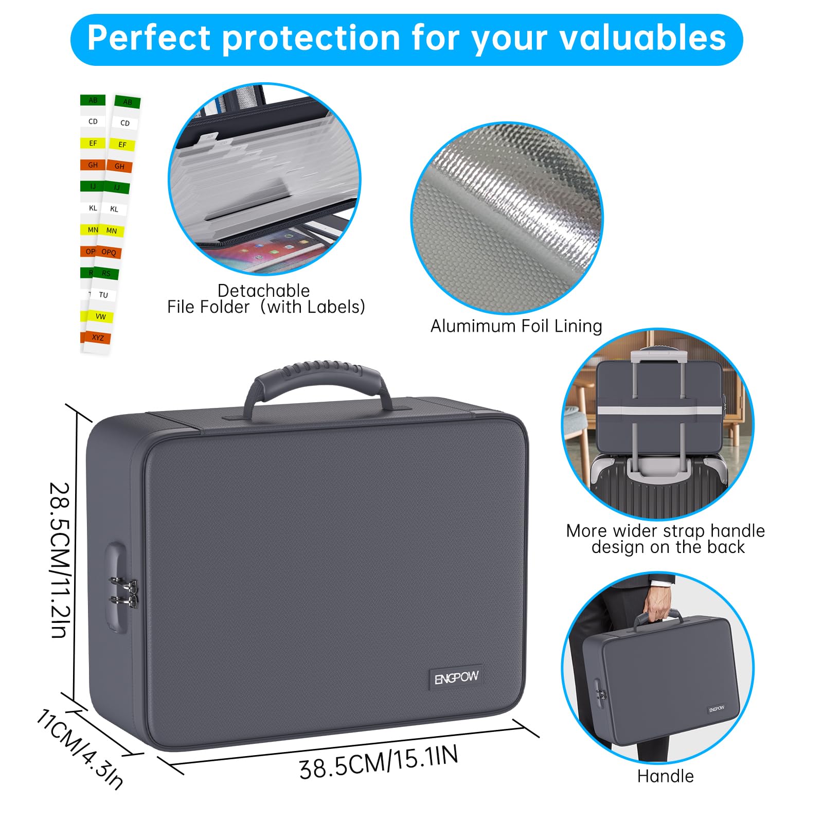 Foto 7 pulgar | Bolsa Organizadora De Archivos Ignífuga Engpow 5200 °f Con 13 Bolsillos - Venta Internacional.
