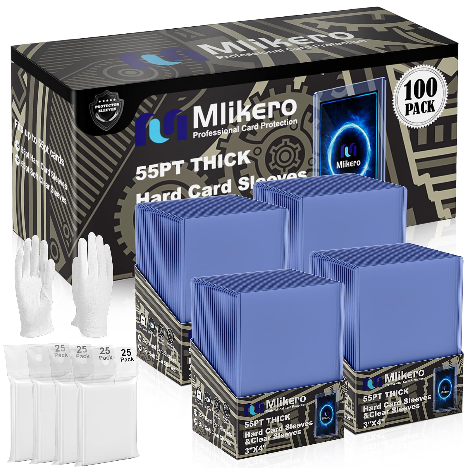 Fundas Para Tarjetas Mlikero, 55 Puntos, Plástico Duro, Transparente Y Suave, 100 Quilates - Venta Internacional.