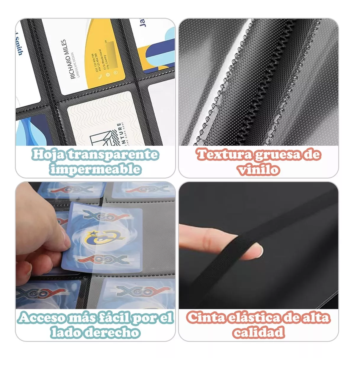 Foto 4 pulgar | Carpeta De Tarjetas Yu-gi-oh, Pokémon, Mtg, Tcg, 50 Páginas Negro