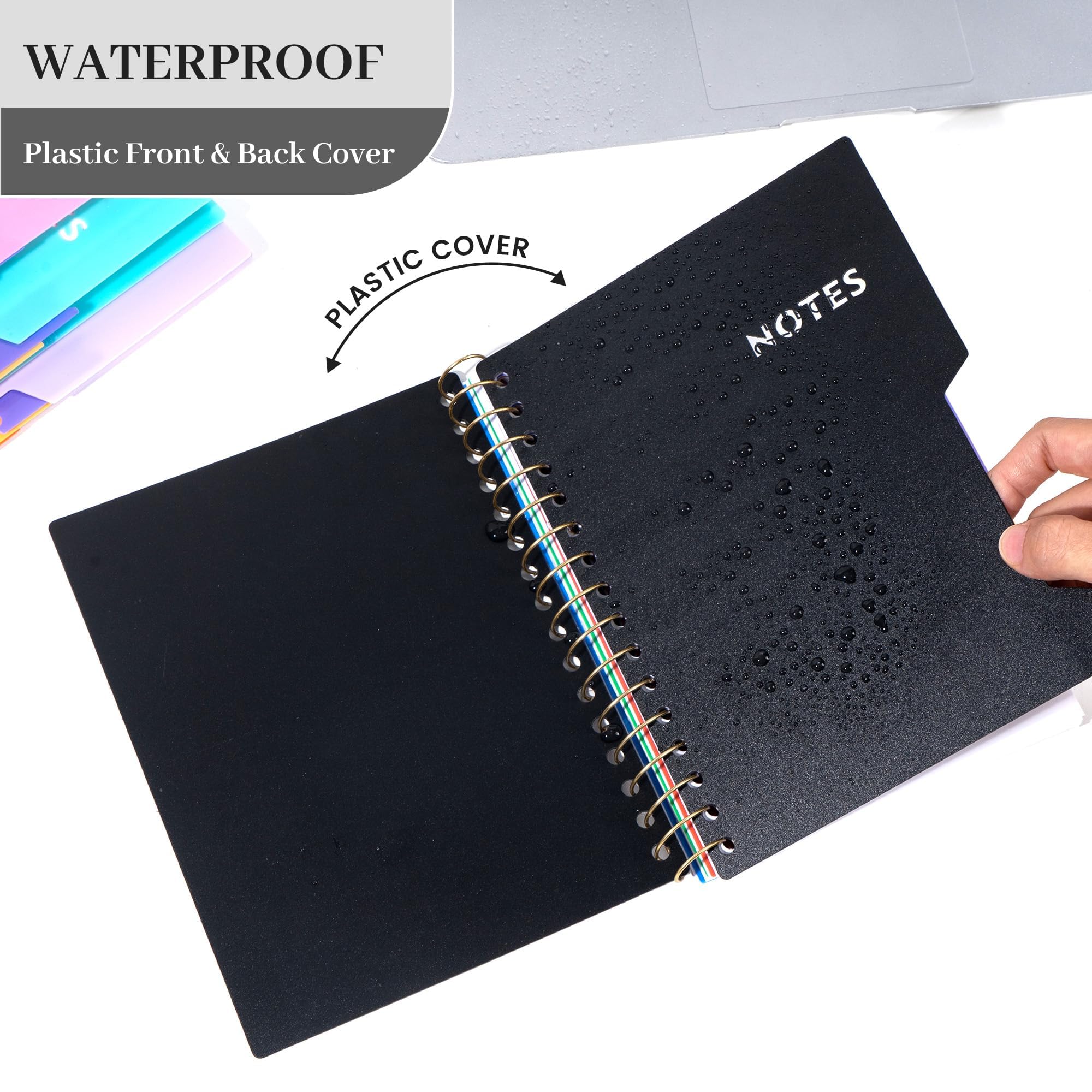 Foto 4 | Cuaderno Cagie De 5 Asignaturas Con Reglas Universitarias Con Pestañas Extraíbles, Tamaño A5 - Venta Internacional.
