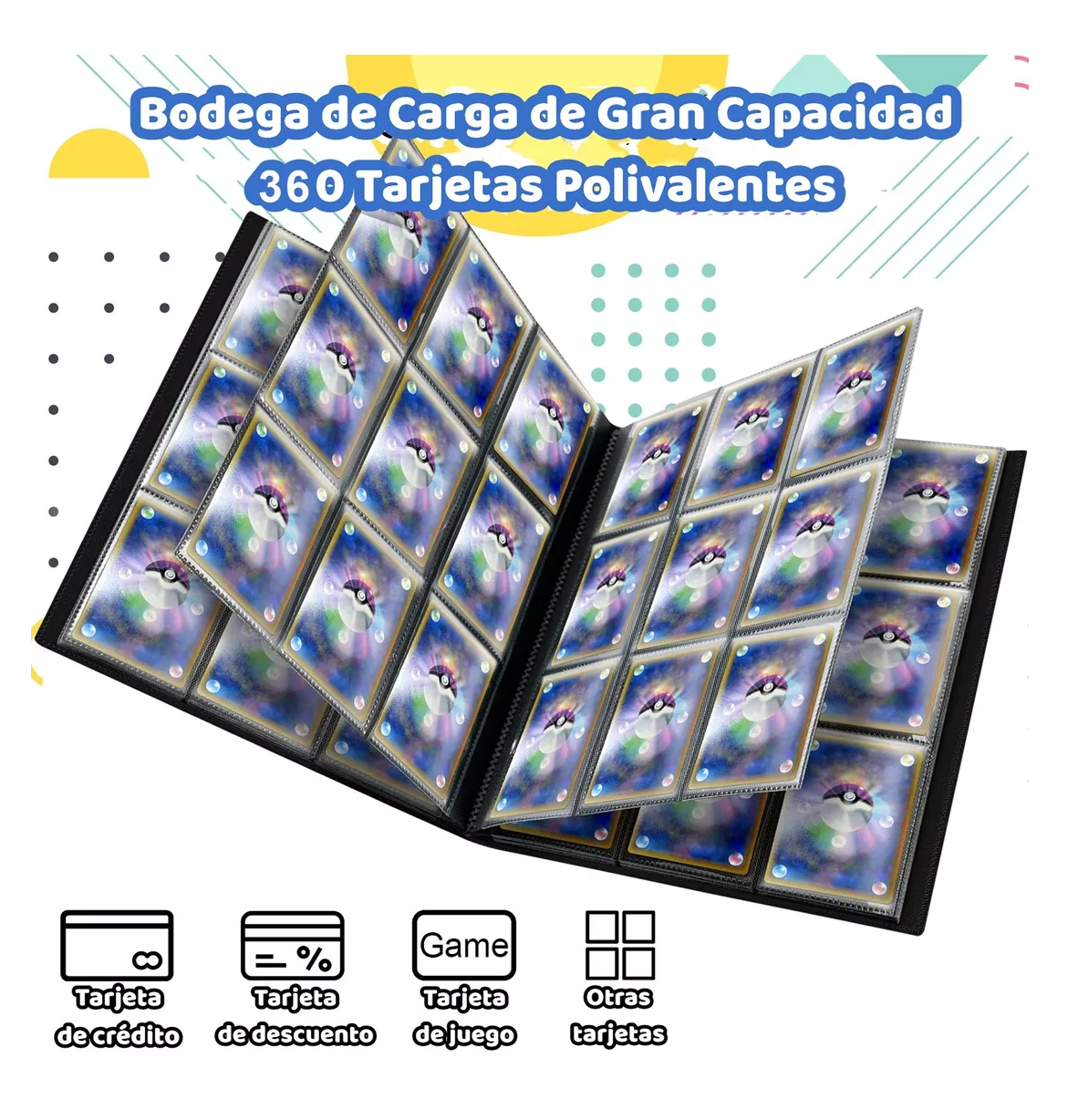 Foto 5 pulgar | Carpeta De Tarjetas Yu-gi-oh, Pokémon, Mtg, Tcg, Belug 50 Páginas Negro