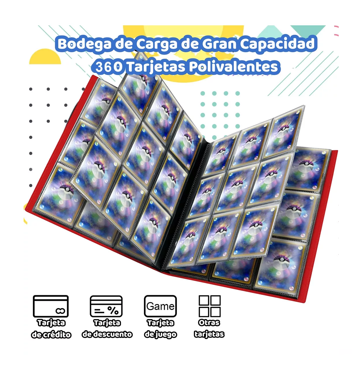 Foto 5 pulgar | Carpeta Para Cartas Coleccionables De Yu-gi-oh! (4 Bosillos) Rojo