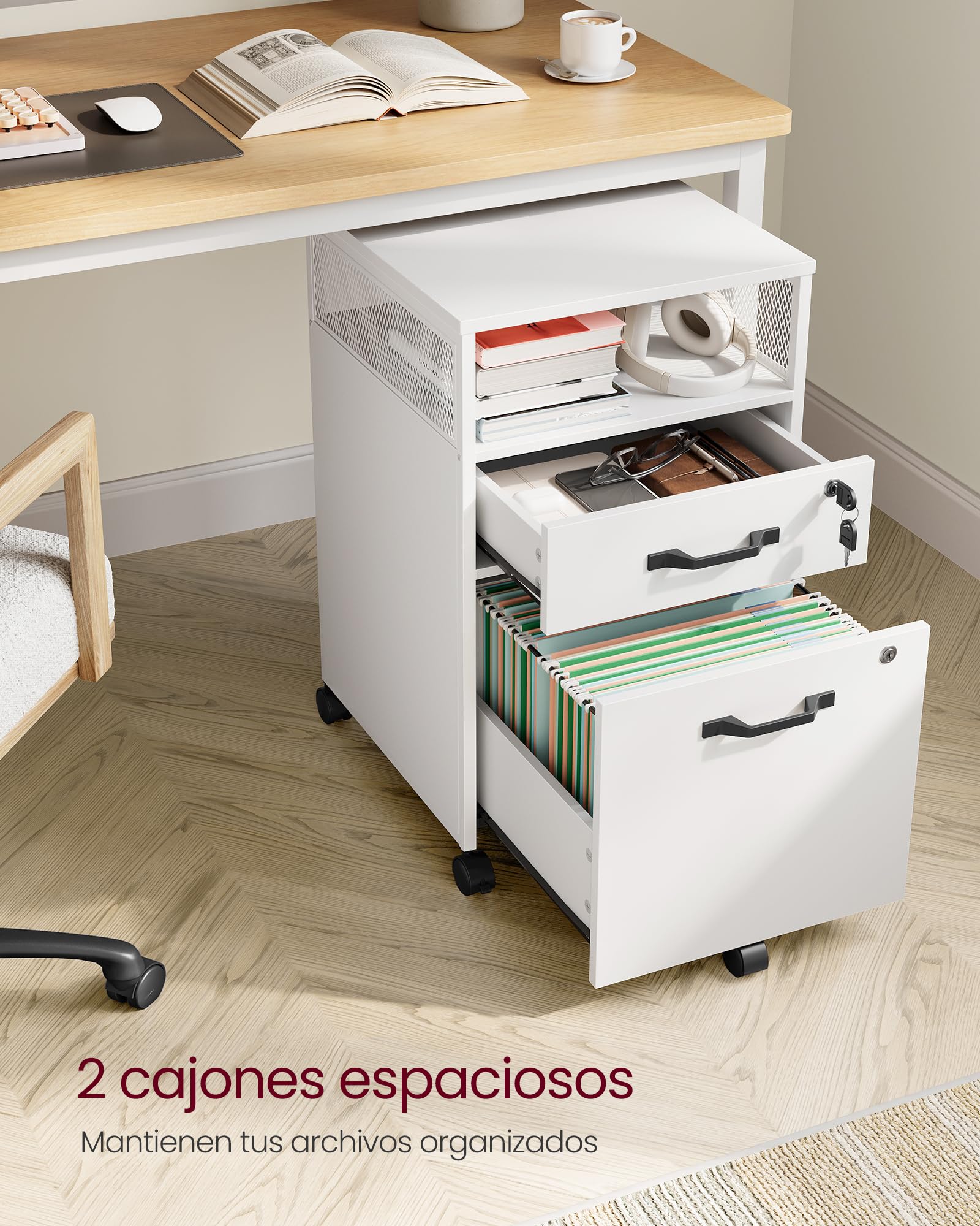 Foto 4 | Archivador Móvil Vasagle Con 2 Cajones, 44 X 42 X 69 Cm