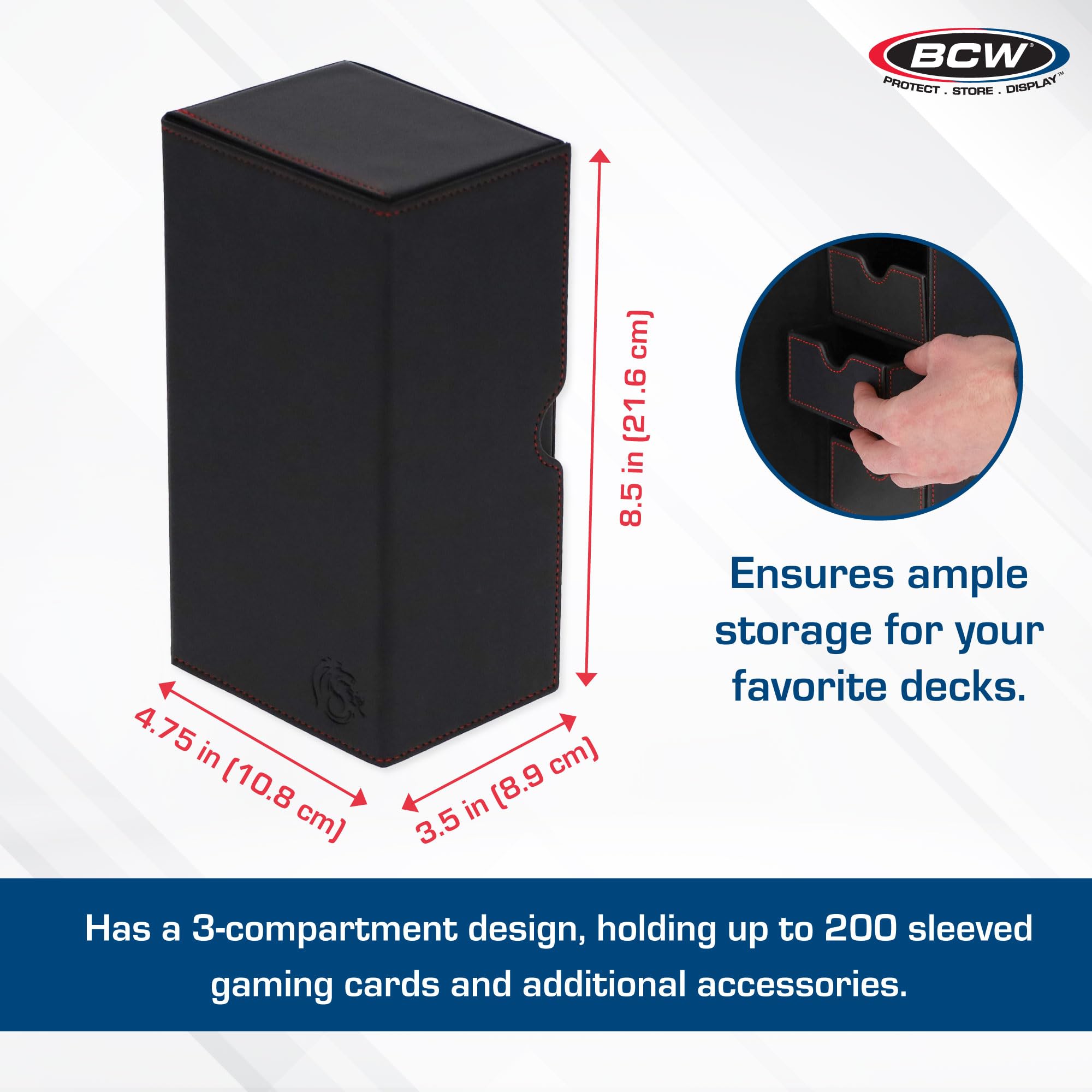 Foto 4 pulgar | Caja Para Cartas Bcw Deck Vault-lx 200 Negra Con Funda Para 100 Cartas - Venta Internacional.