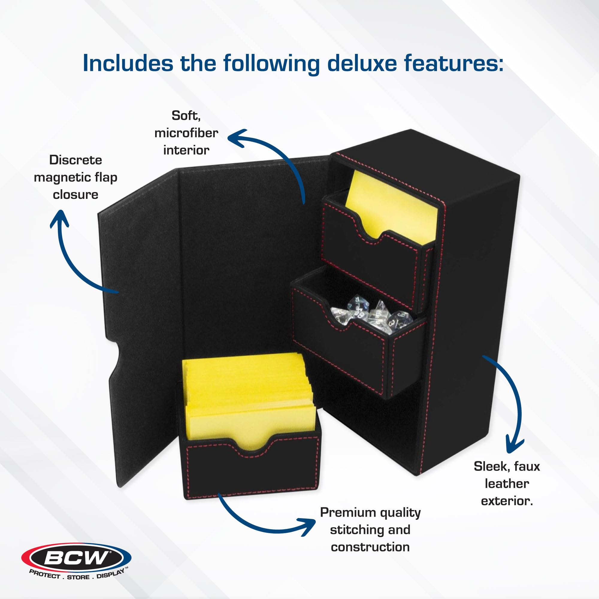 Foto 5 pulgar | Caja Para Cartas Bcw Deck Vault-lx 200 Negra Con Funda Para 100 Cartas - Venta Internacional.