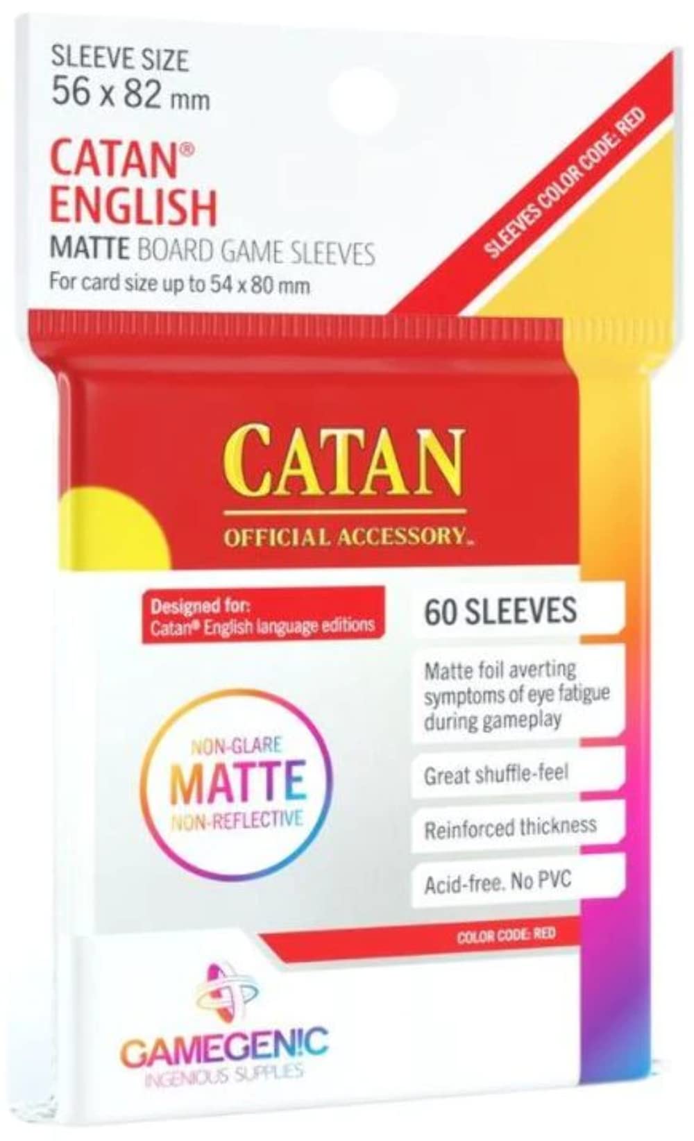 Foto 2 pulgar | Fundas Para Cartas Gamegenic Matte Catan 56 X 82 Mm (gg1073) - Venta Internacional.