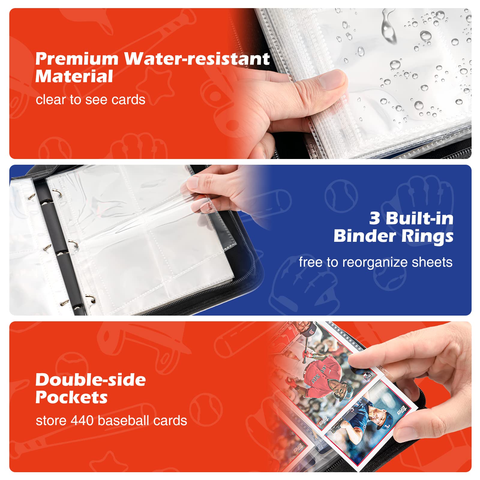 Foto 5 pulgar | Carpeta De Béisbol Procase Con 4 Bolsillos Para 440 Tarjetas Con 55 Sl - Venta Internacional.