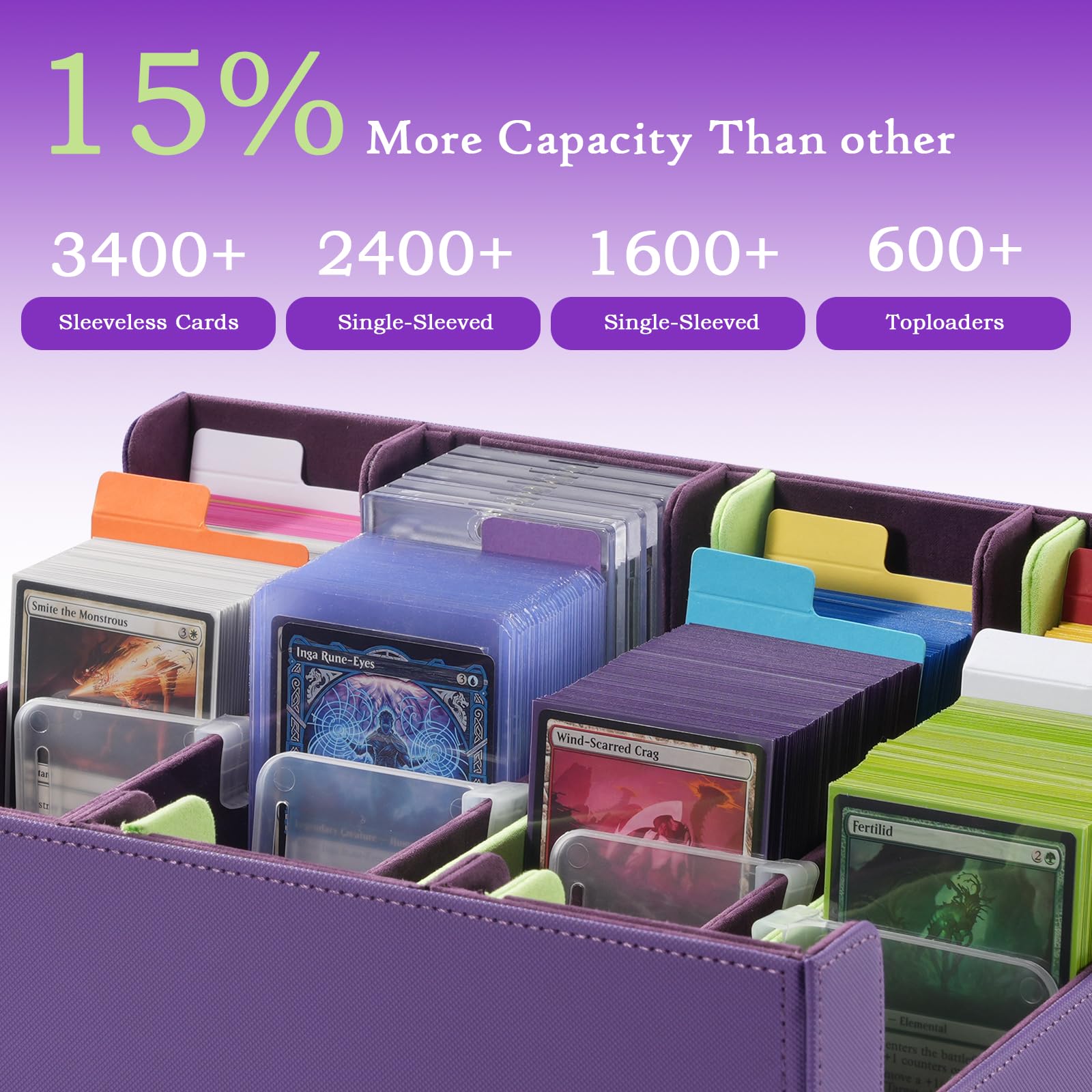 Foto 3 | Caja De Almacenamiento De Tarjetas Coleccionables Procase 3400+ De Piel Sintética, Color Morado - Venta Internacional.