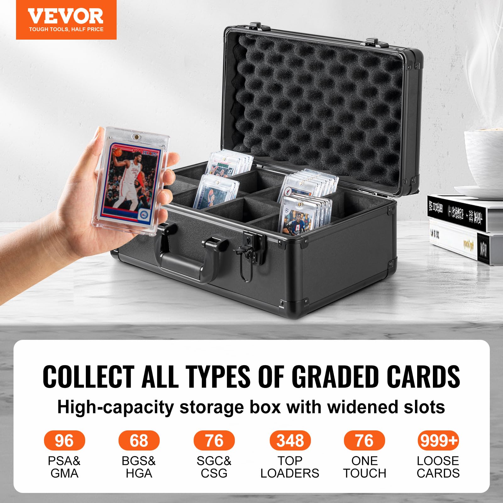 Foto 3 pulgar | Caja De Almacenamiento De Tarjetas Vevor 96 Con Clasificación Psa Y Cierre Con Llave Para 68 Bgs - Venta Internacional.