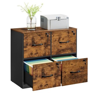 Foto 1 | Archivador Vasagle De 4 Cajones Con Cerradura Para A4 Y Letter Rustic - Venta Internacional.