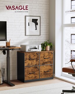 Foto 2 | Archivador Vasagle De 4 Cajones Con Cerradura Para A4 Y Letter Rustic - Venta Internacional.