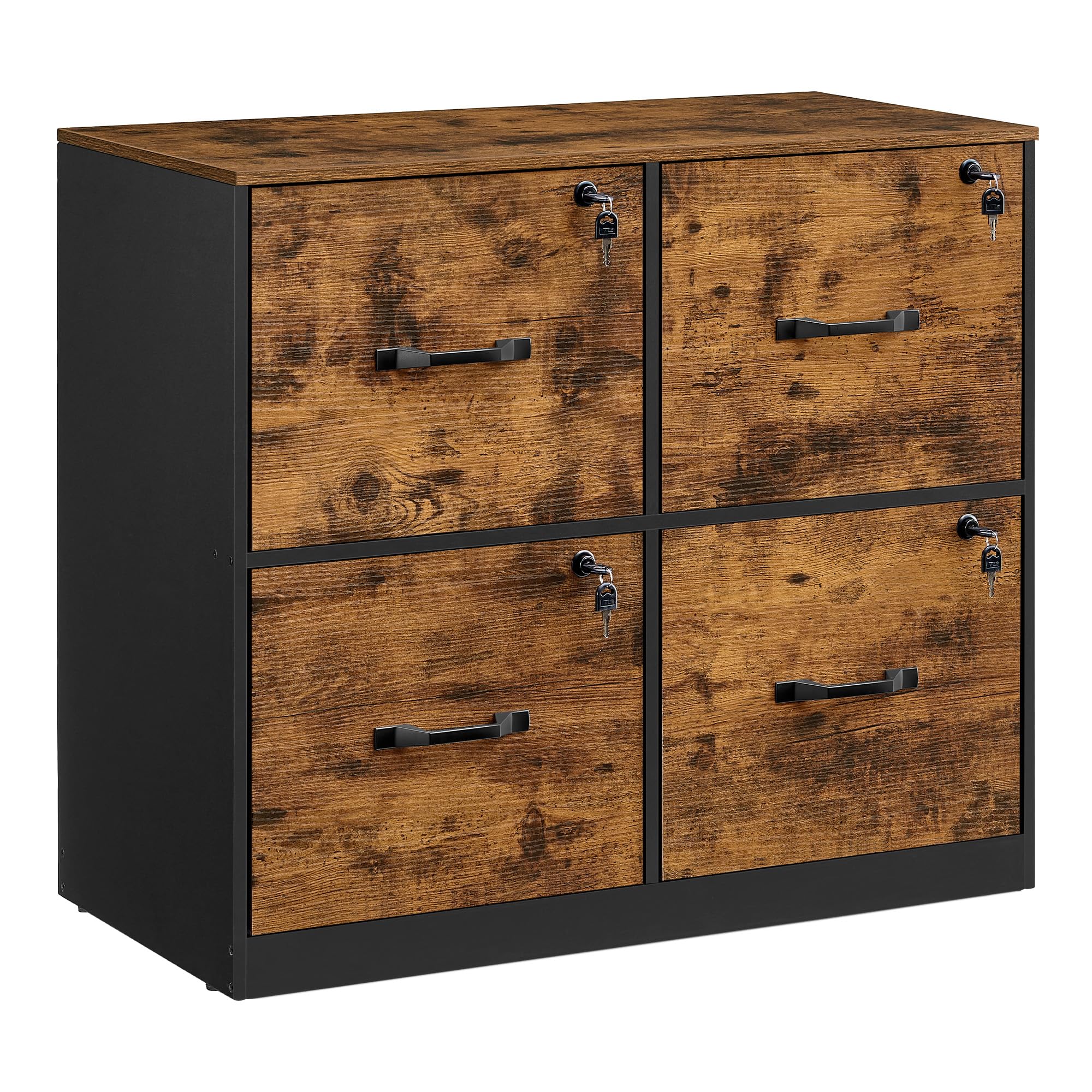 Foto 8 pulgar | Archivador Vasagle De 4 Cajones Con Cerradura Para A4 Y Letter Rustic - Venta Internacional.